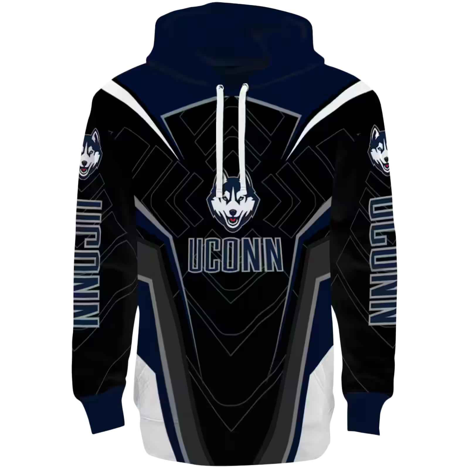 UConn Huskies Futuristic Pattern Blue Black Hoodie