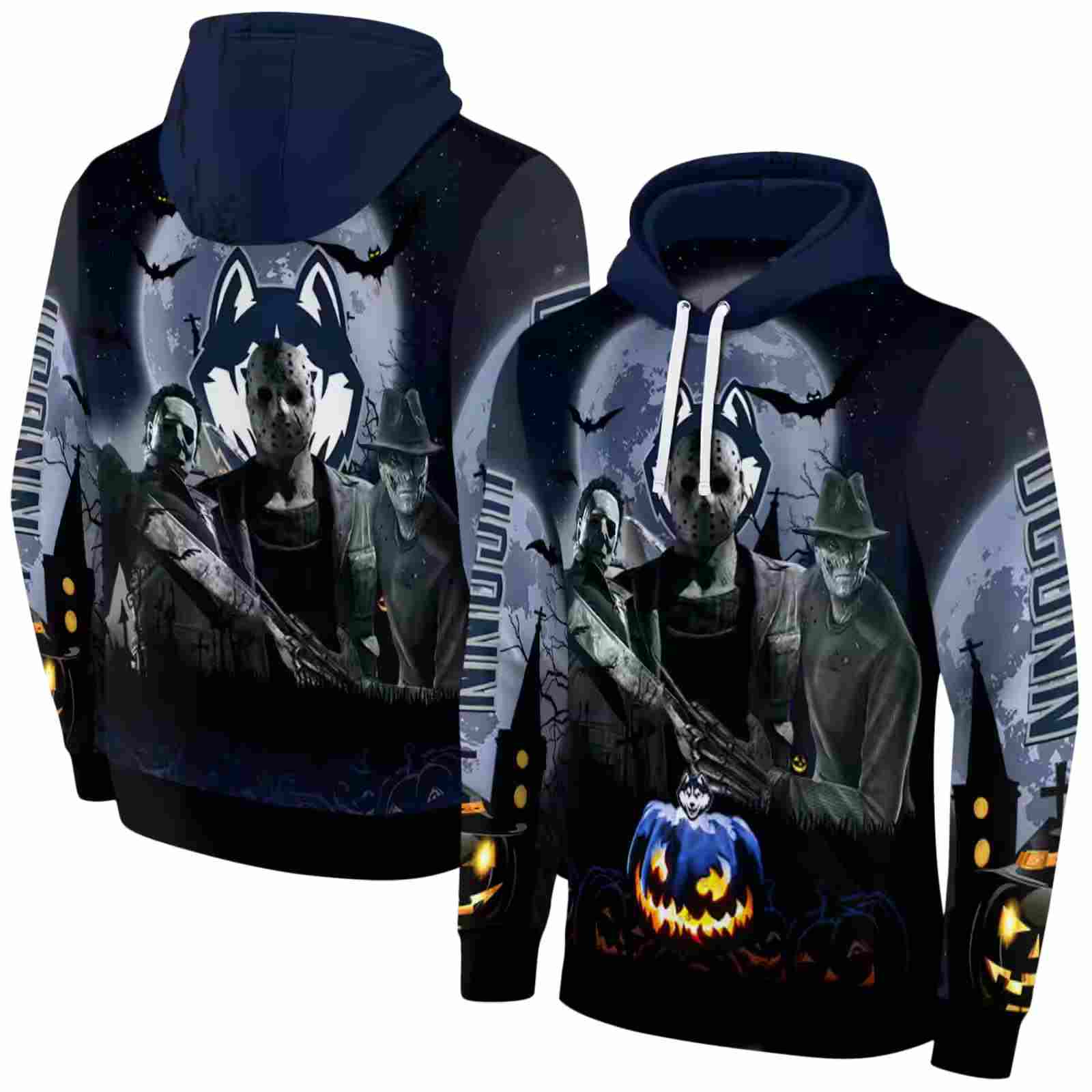 uconn huskies halloween vibes blue black hoodie fashion forward