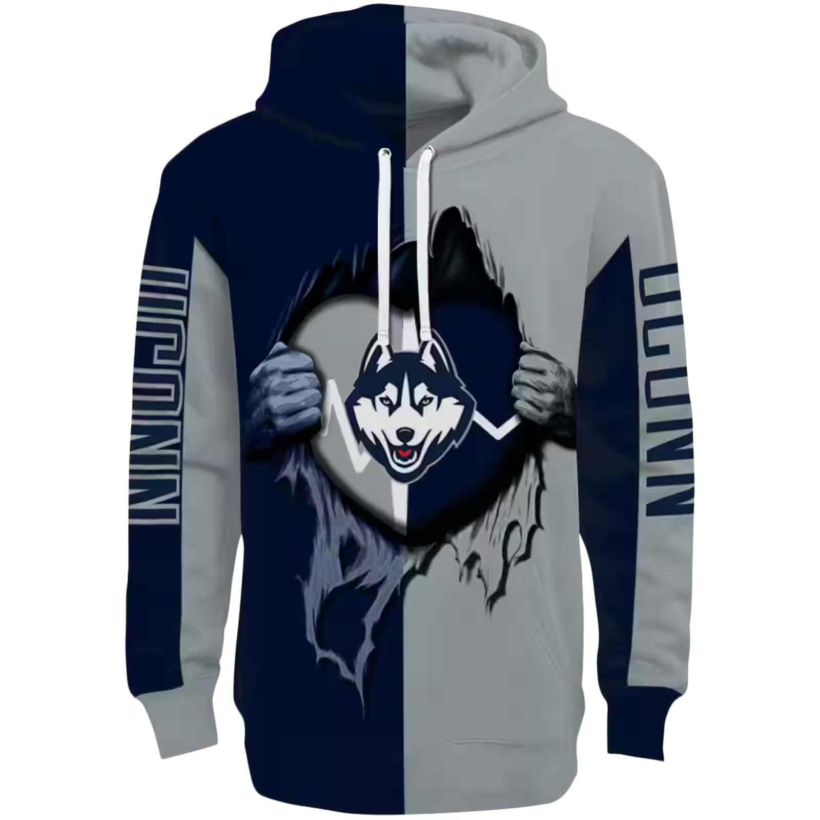 UConn Huskies Heartbeat Graphic Blue Hoodie