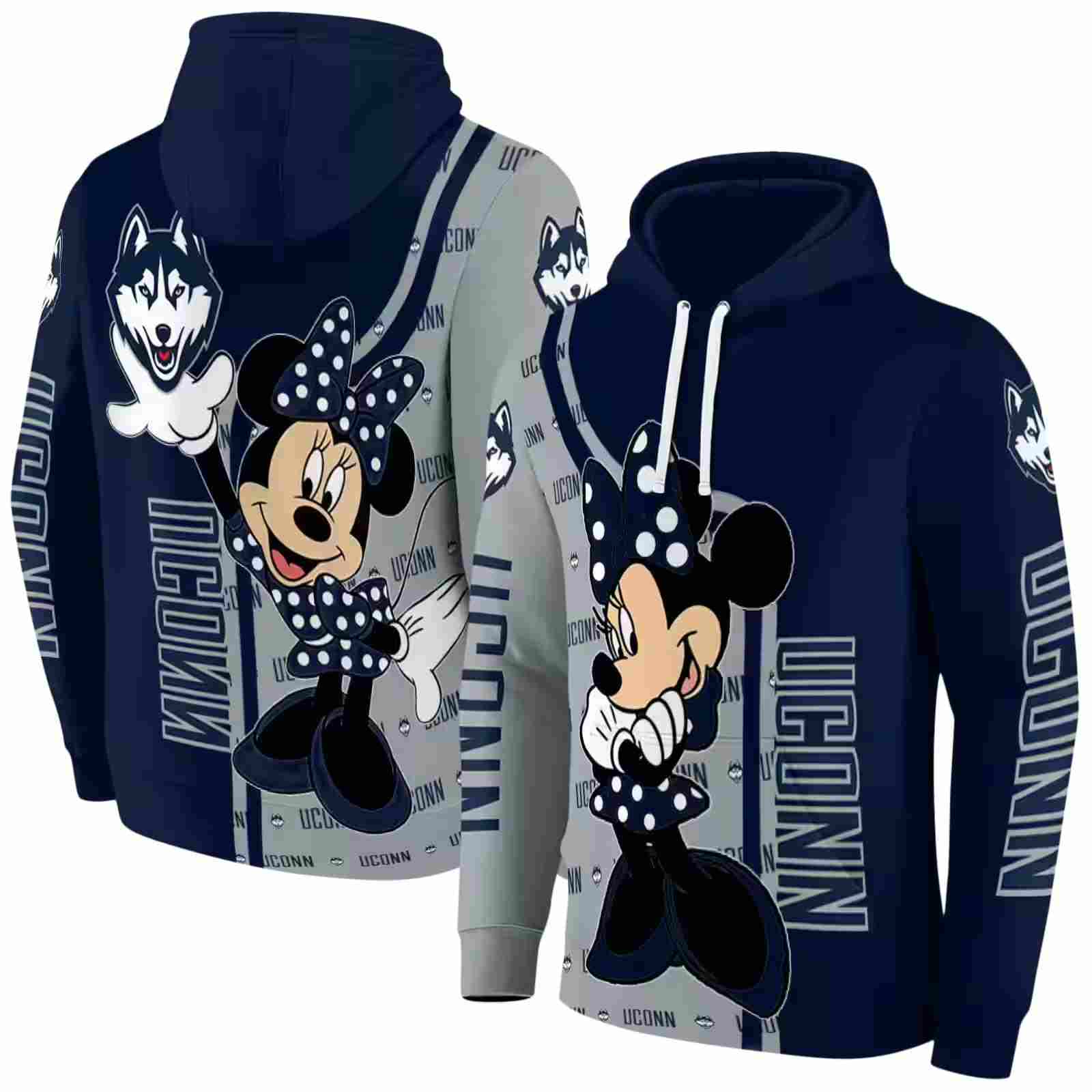 uconn huskies minnie mouse blue hoodie fashion forward