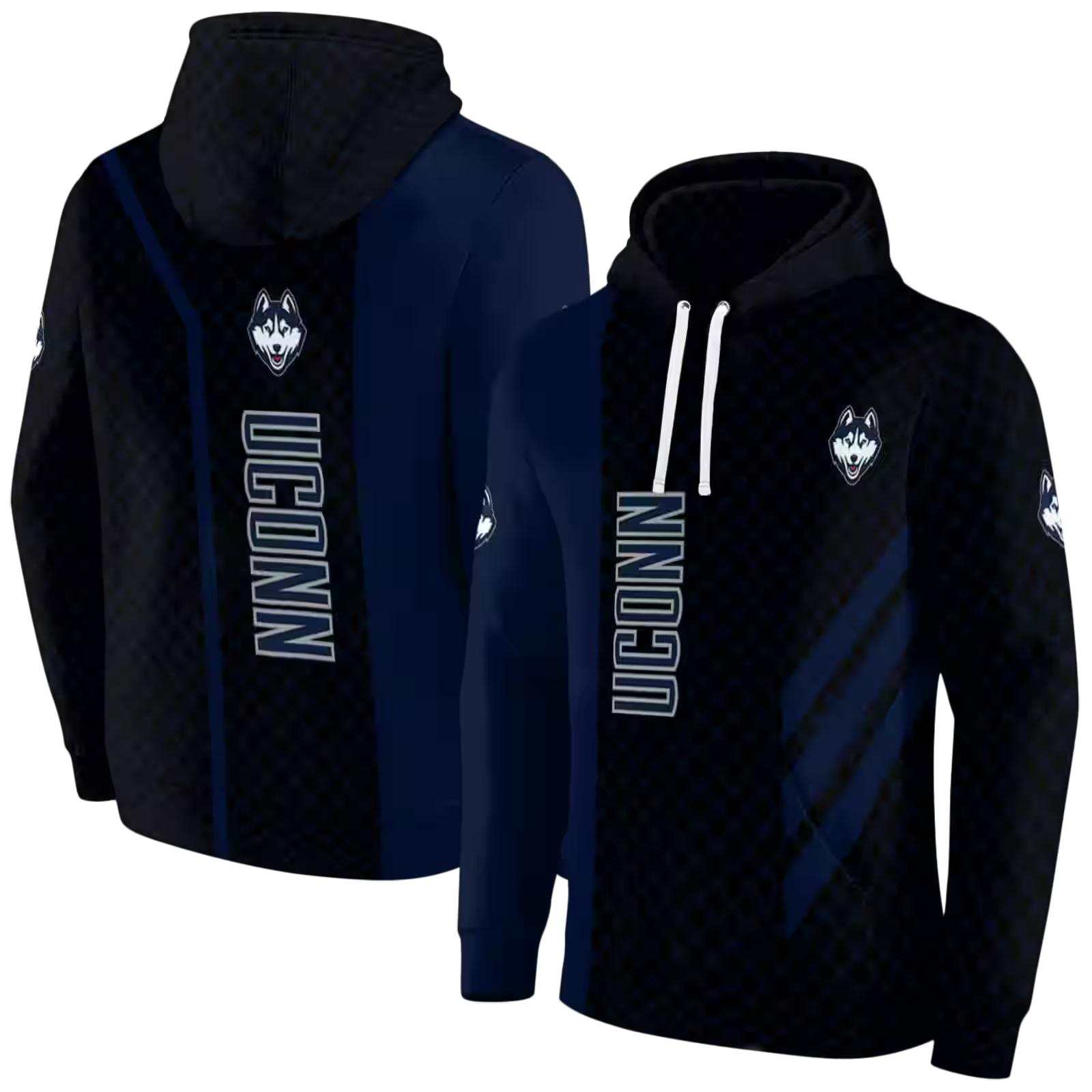 uconn huskies monogram pattern blue hoodie fashion forward