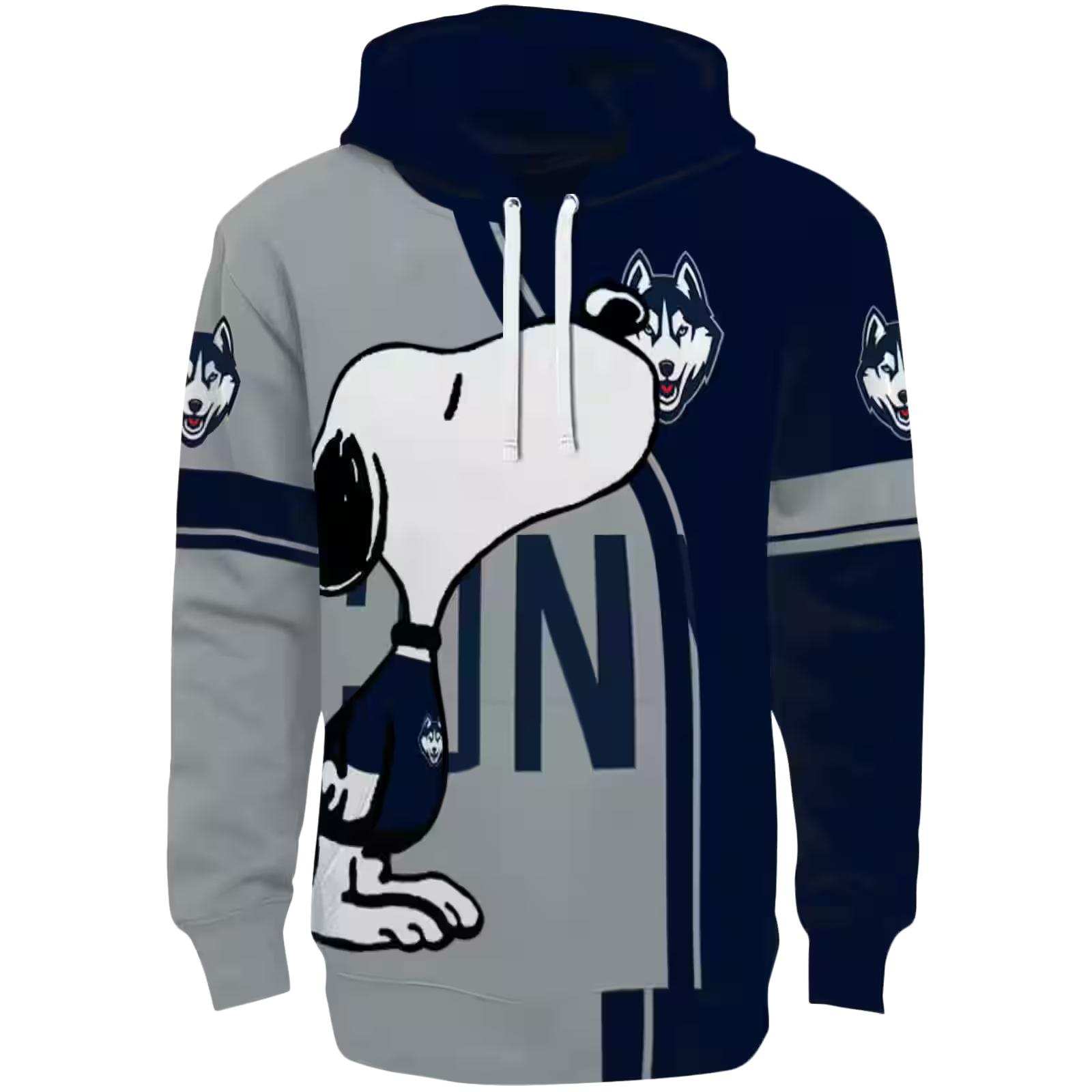 UConn Huskies Playful Snoopy Blue Hoodie