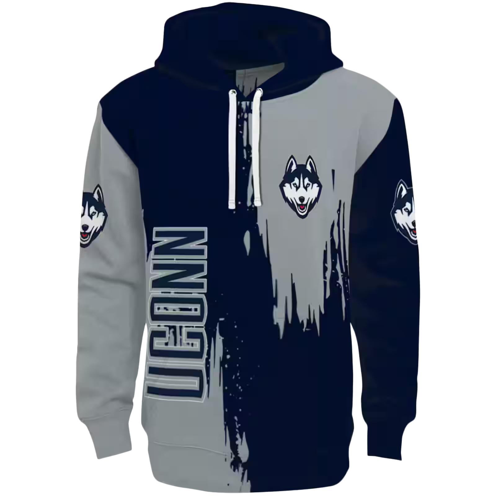 UConn Huskies Splatter Effect Blue Hoodie