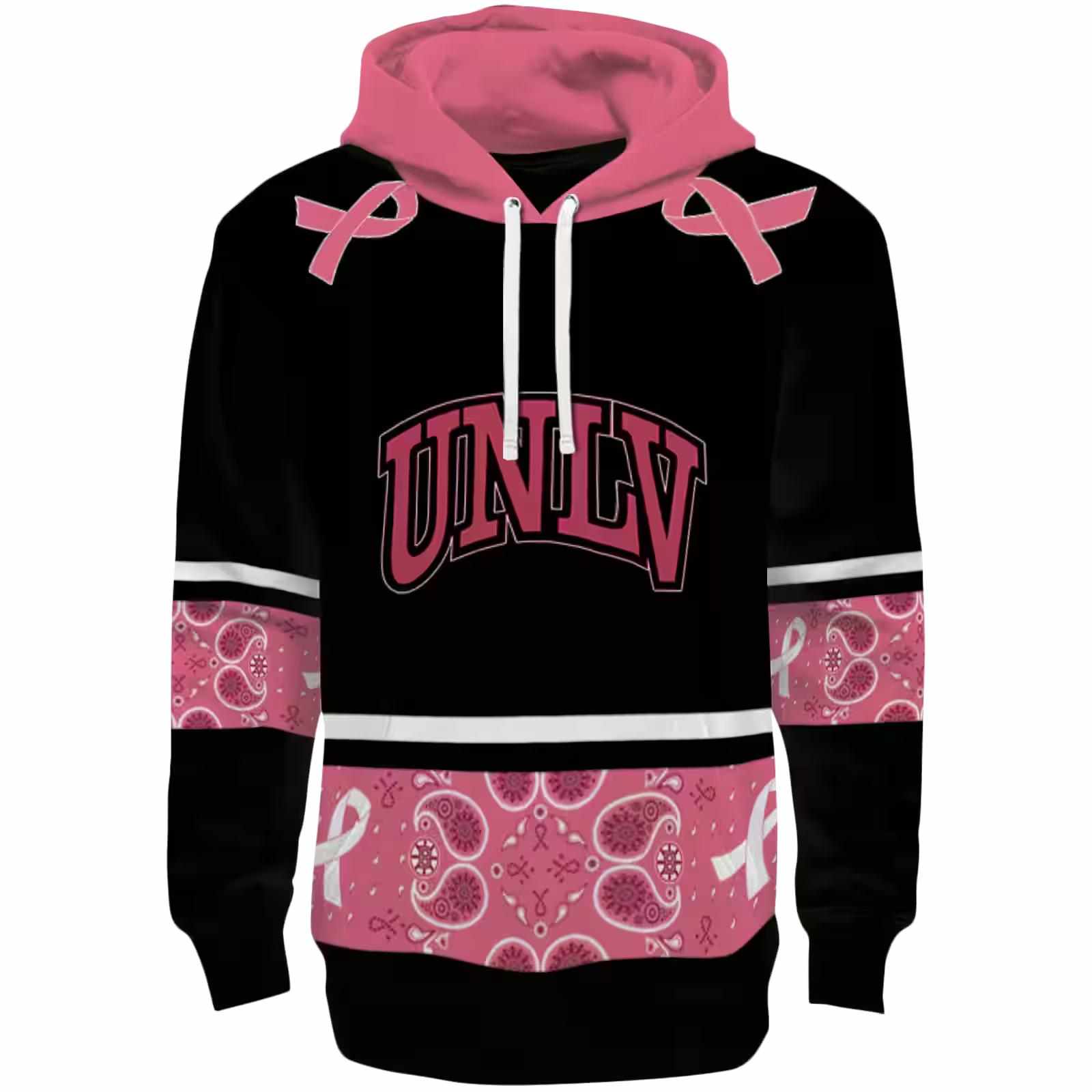 UNLV Rebels Awareness Ribbon Black Pink Hoodie