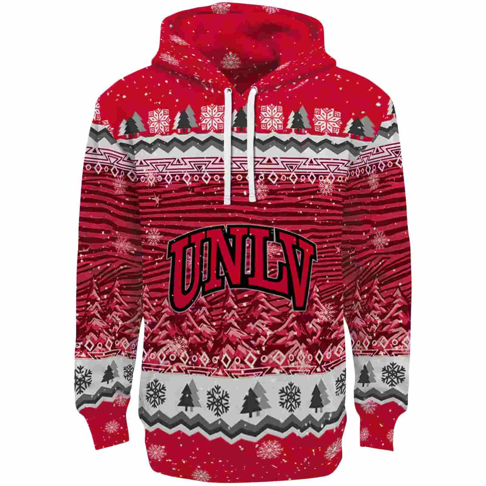 UNLV Rebels Christmas Trees Red Hoodie