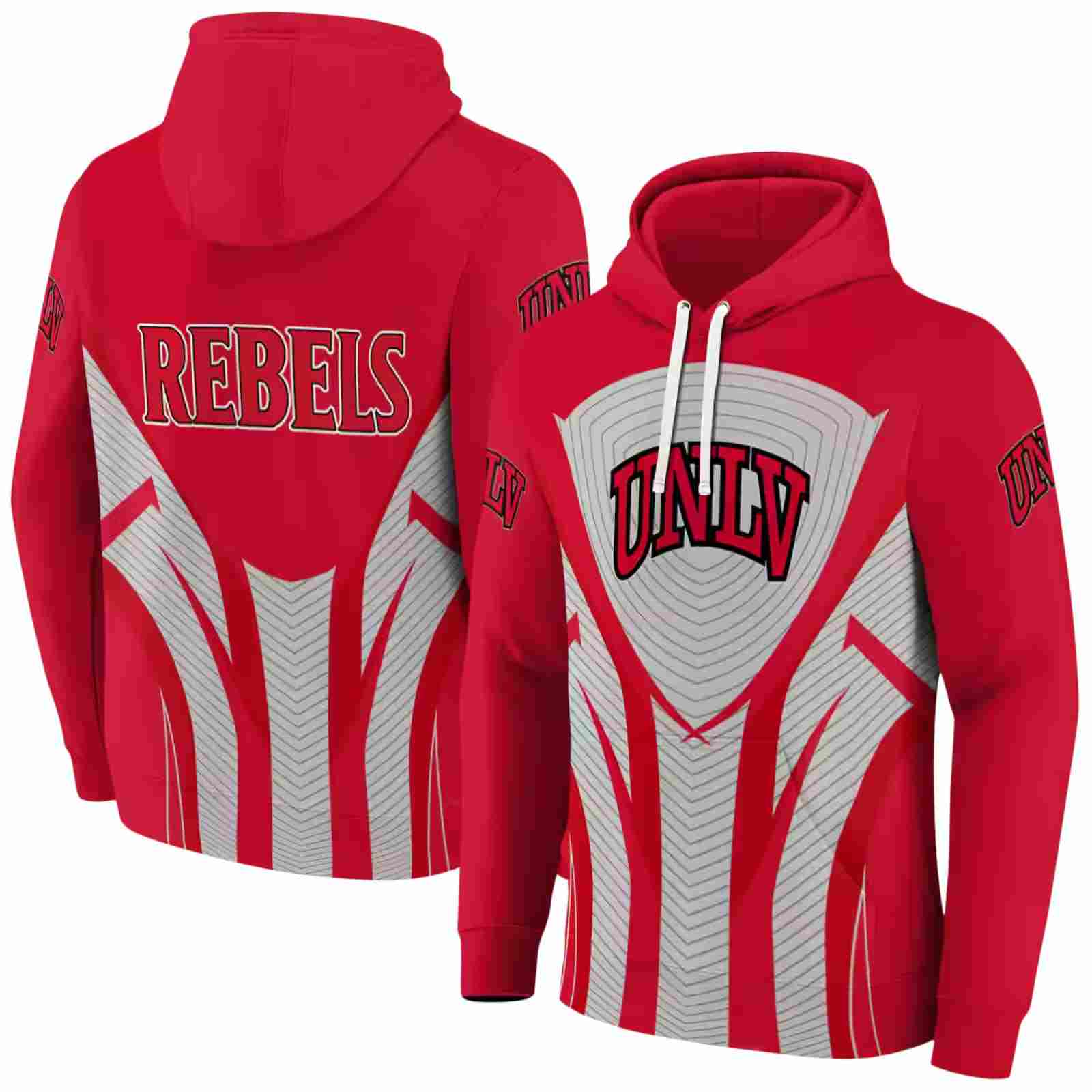 unlv rebels concentric lines red black hoodie fashion forward