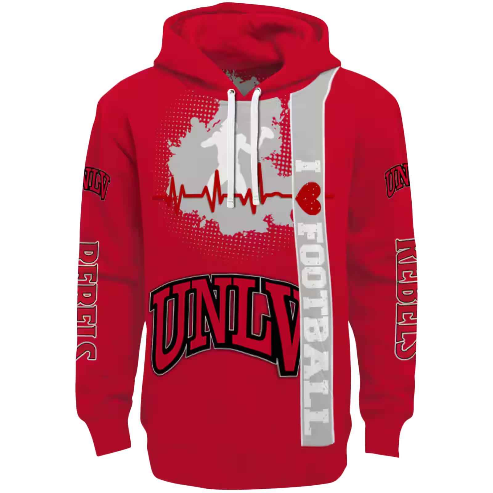 UNLV Rebels Football Heartbeat Red Hoodie