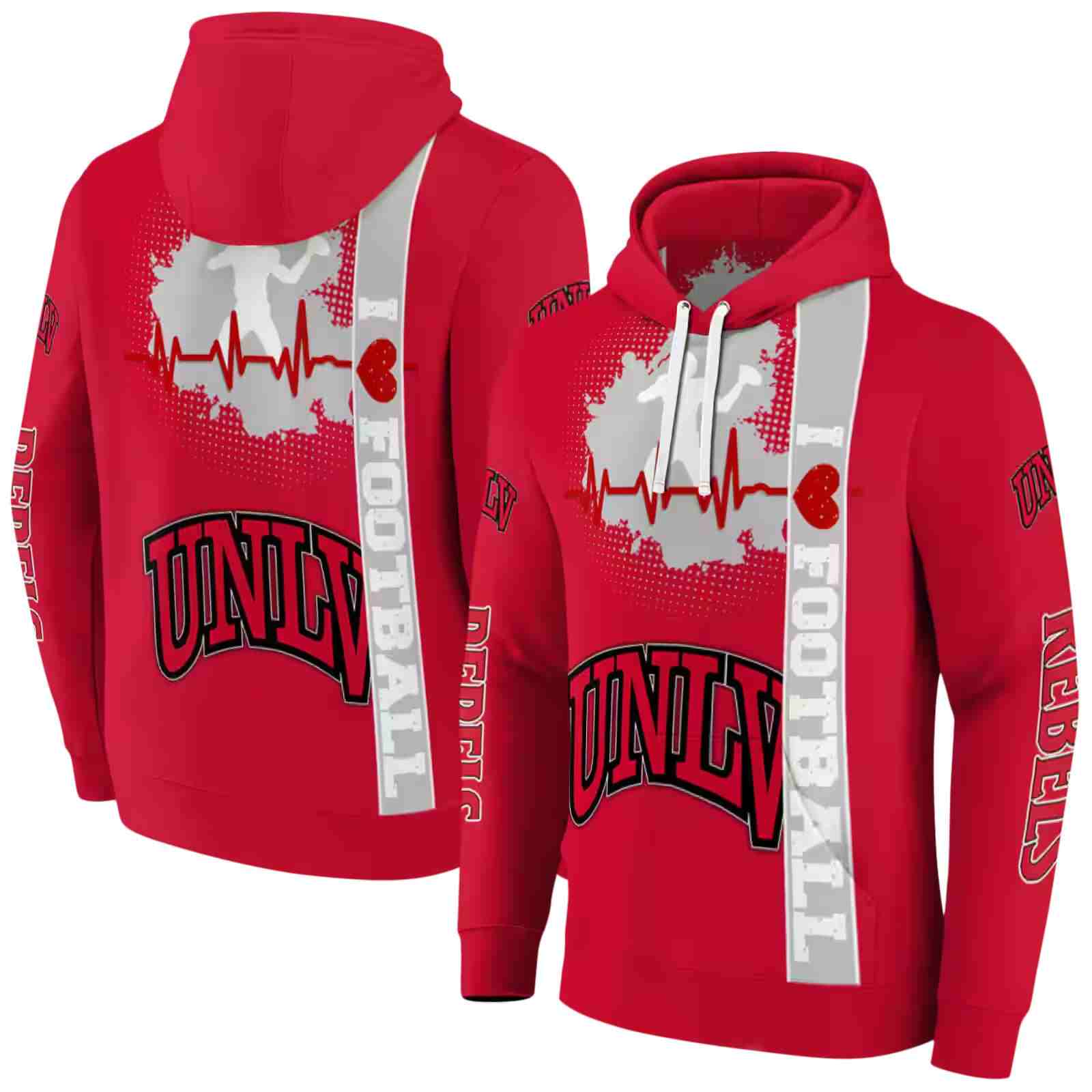 unlv rebels football heartbeat red hoodie fashion forward
