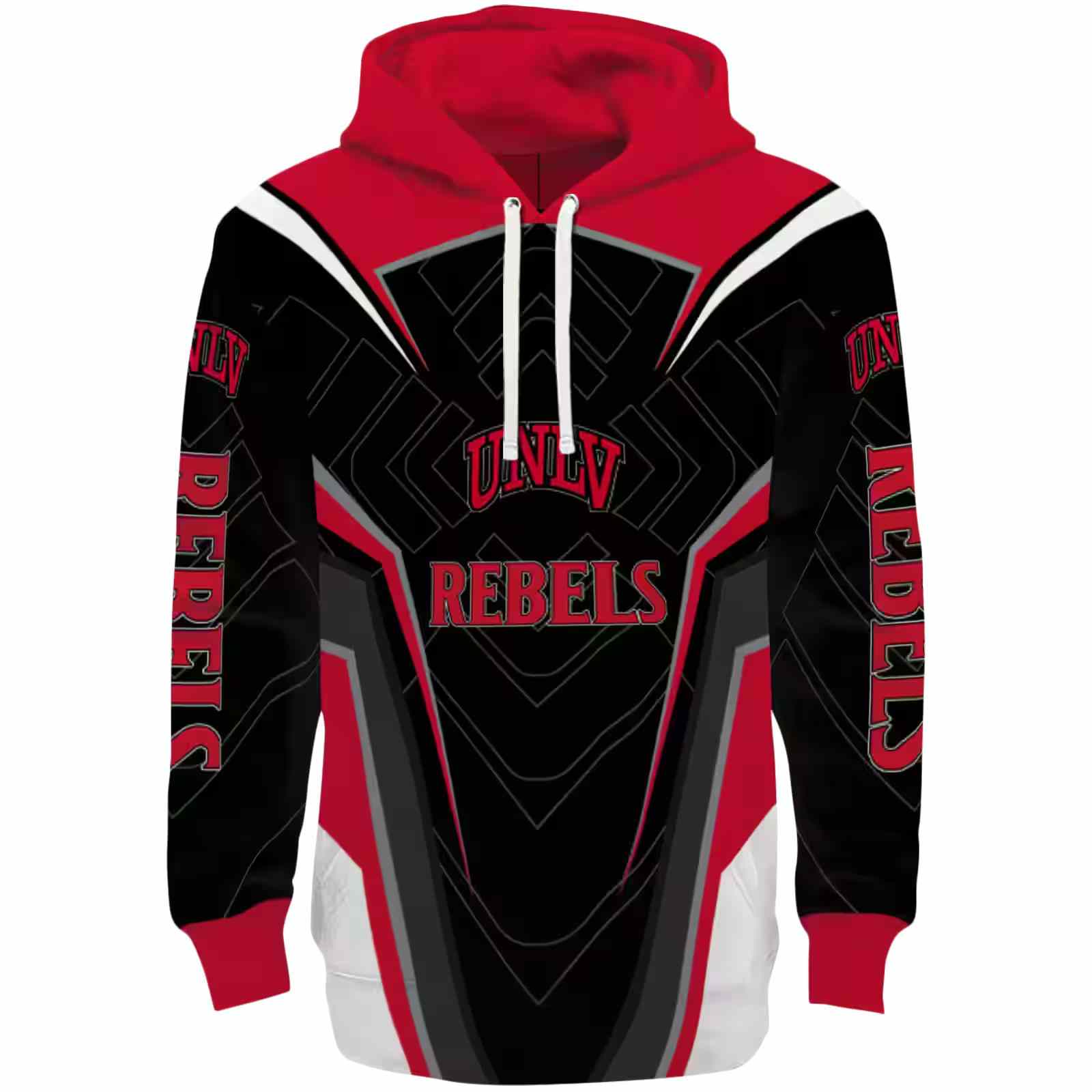 UNLV Rebels Futuristic Pattern Red Black Hoodie