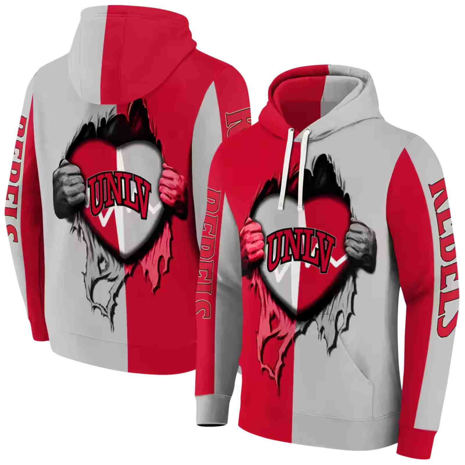 unlv rebels heartbeat graphic red hoodie fashion forward