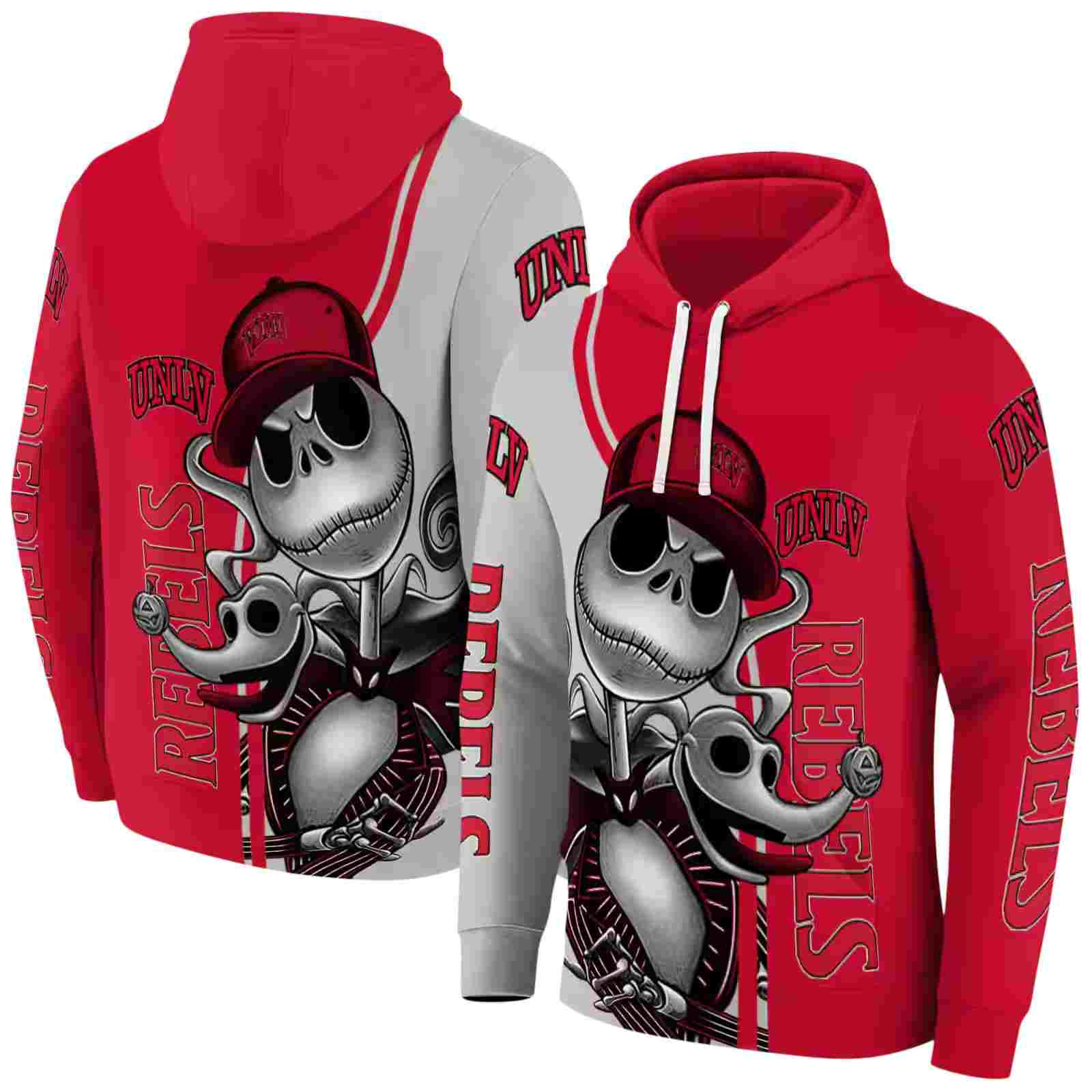 unlv rebels jack skellington red hoodie fashion forward