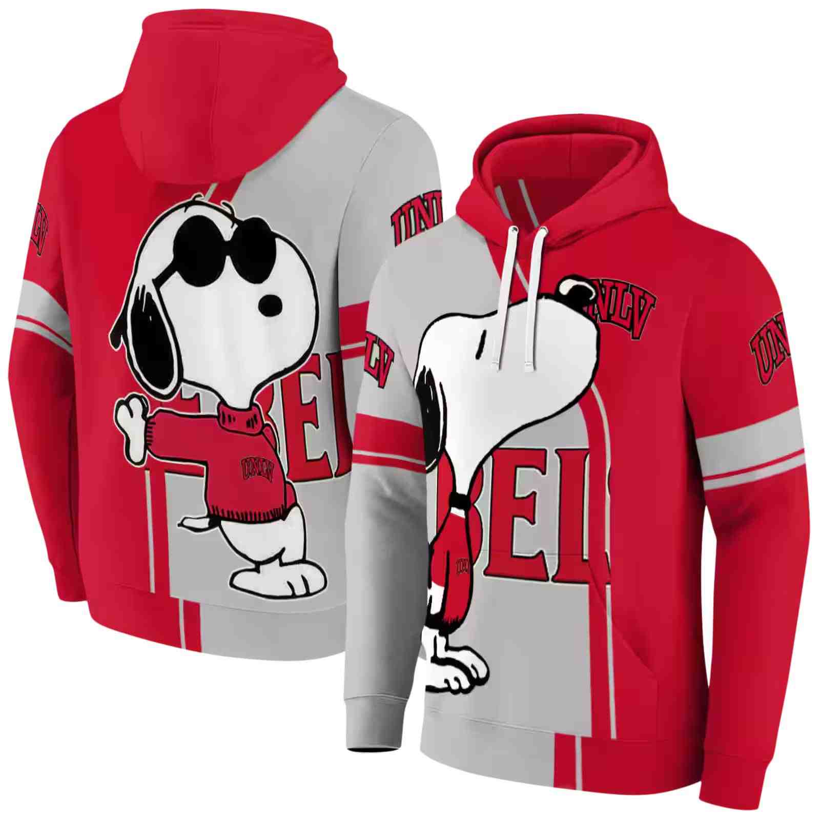 unlv rebels playful snoopy red hoodie fashion forward