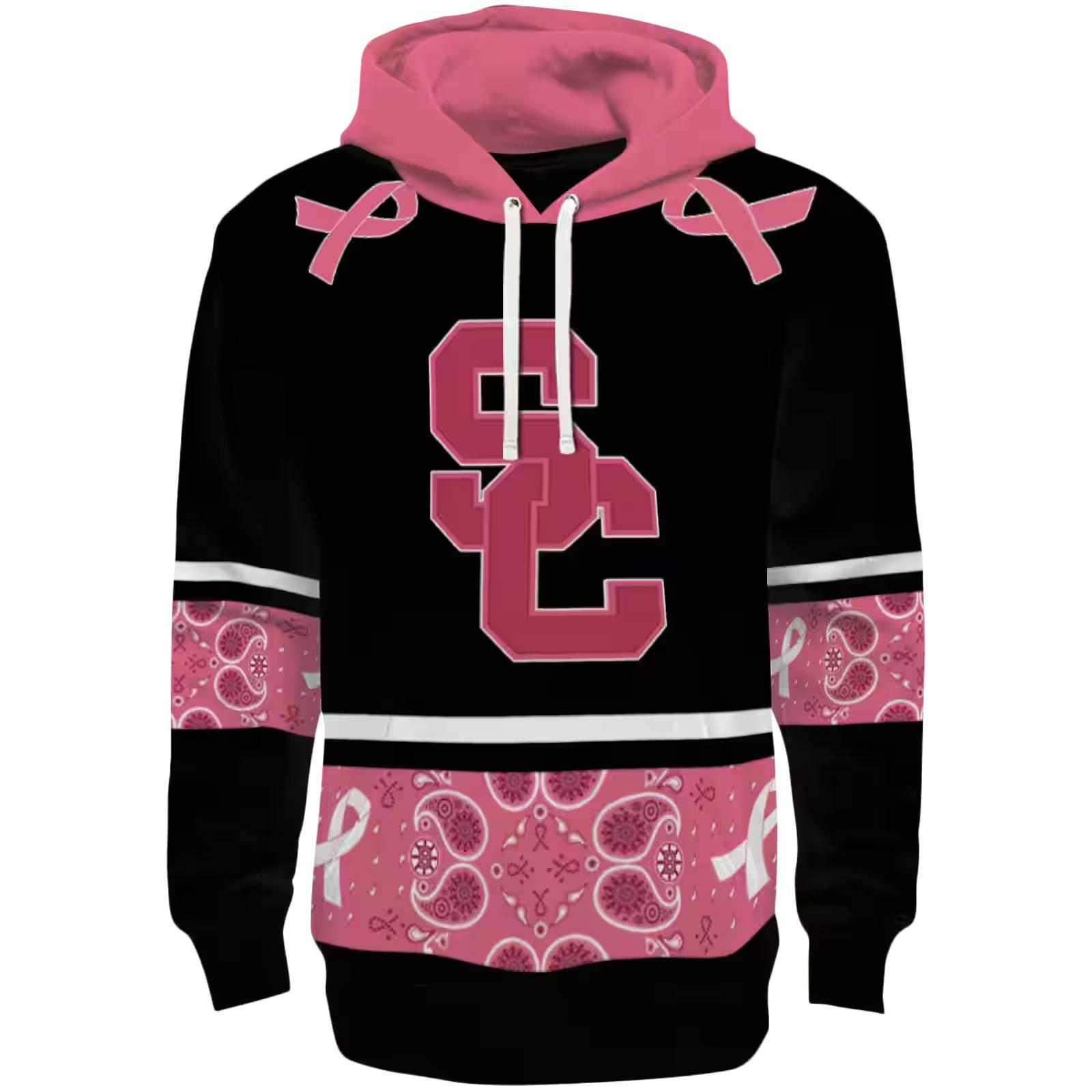 USC Trojans Awareness Ribbon Black Pink Hoodie