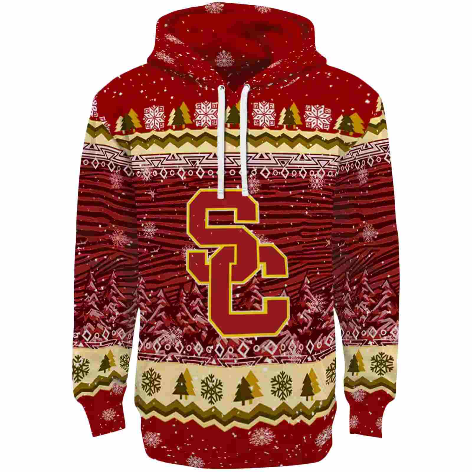 USC Trojans Christmas Trees Red Hoodie