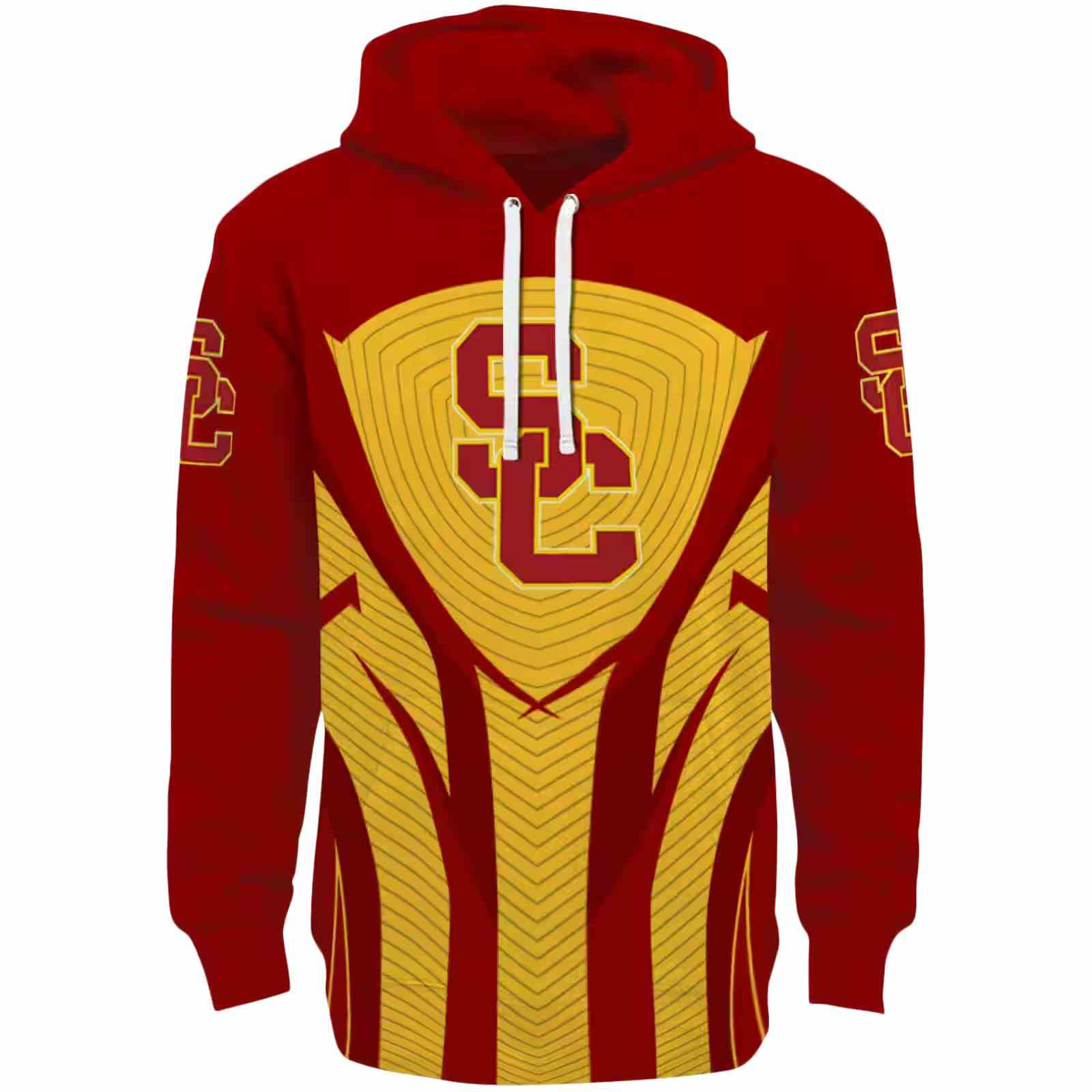 USC Trojans Concentric Lines Red Black Hoodie