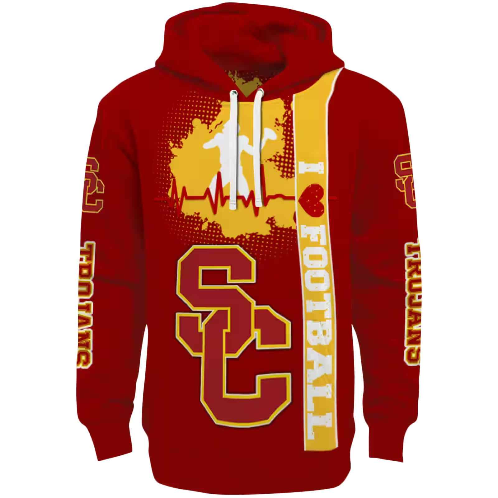 USC Trojans Football Heartbeat Red Hoodie