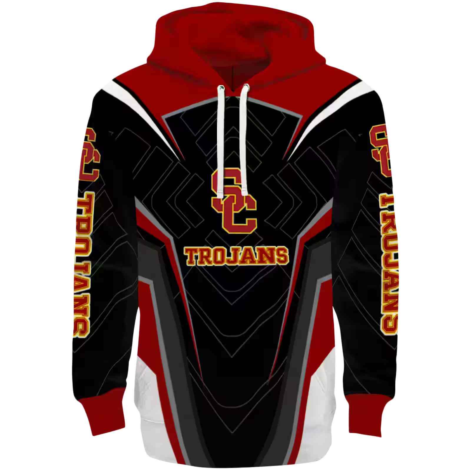 USC Trojans Futuristic Pattern Red Black Hoodie