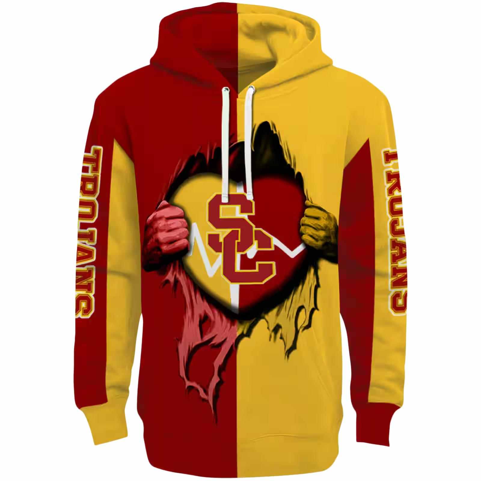 USC Trojans Heartbeat Graphic Red Hoodie