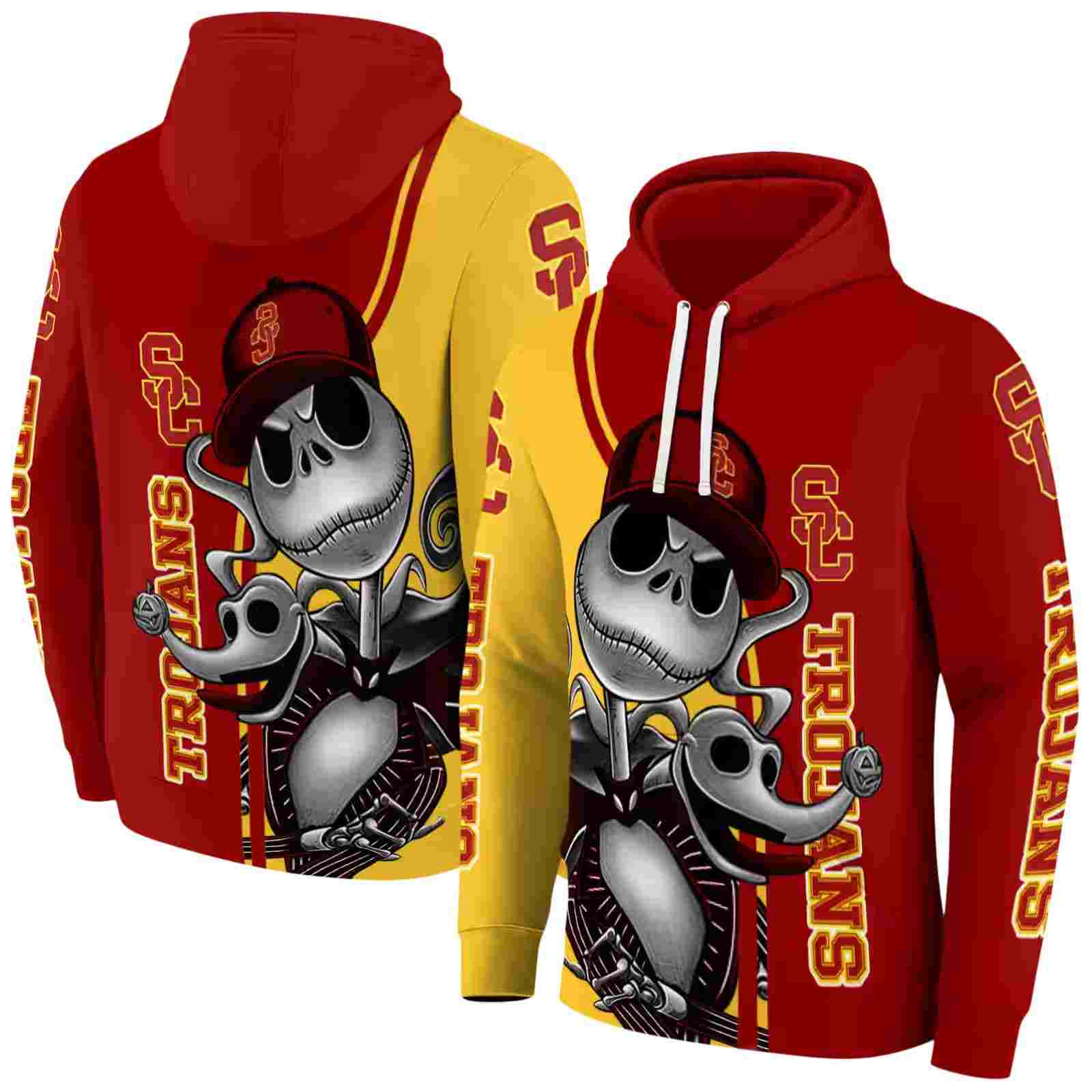 usc trojans jack skellington red hoodie fashion forward