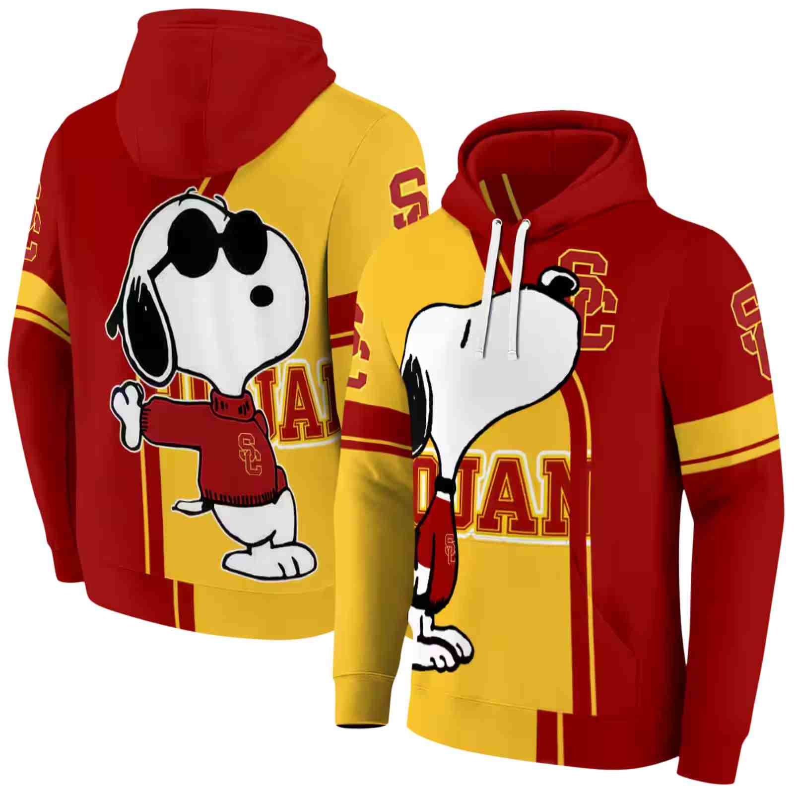 usc trojans playful snoopy red hoodie fashion forward