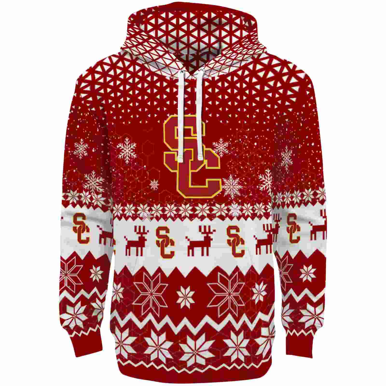 USC Trojans Reindeer Motif Red Hoodie