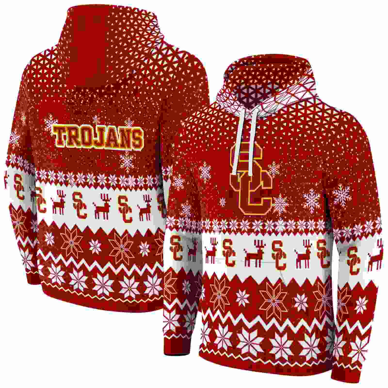 usc trojans reindeer motif red hoodie fashion forward