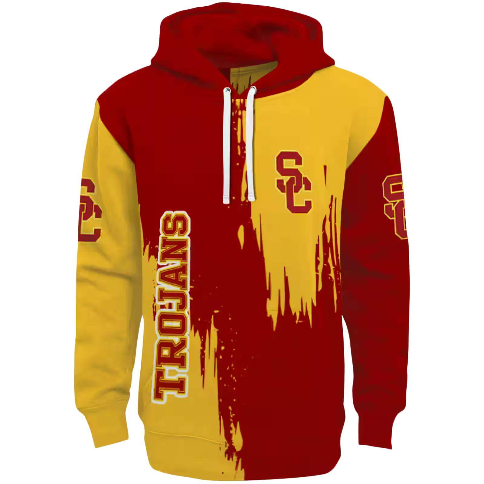 USC Trojans Splatter Effect Red Hoodie