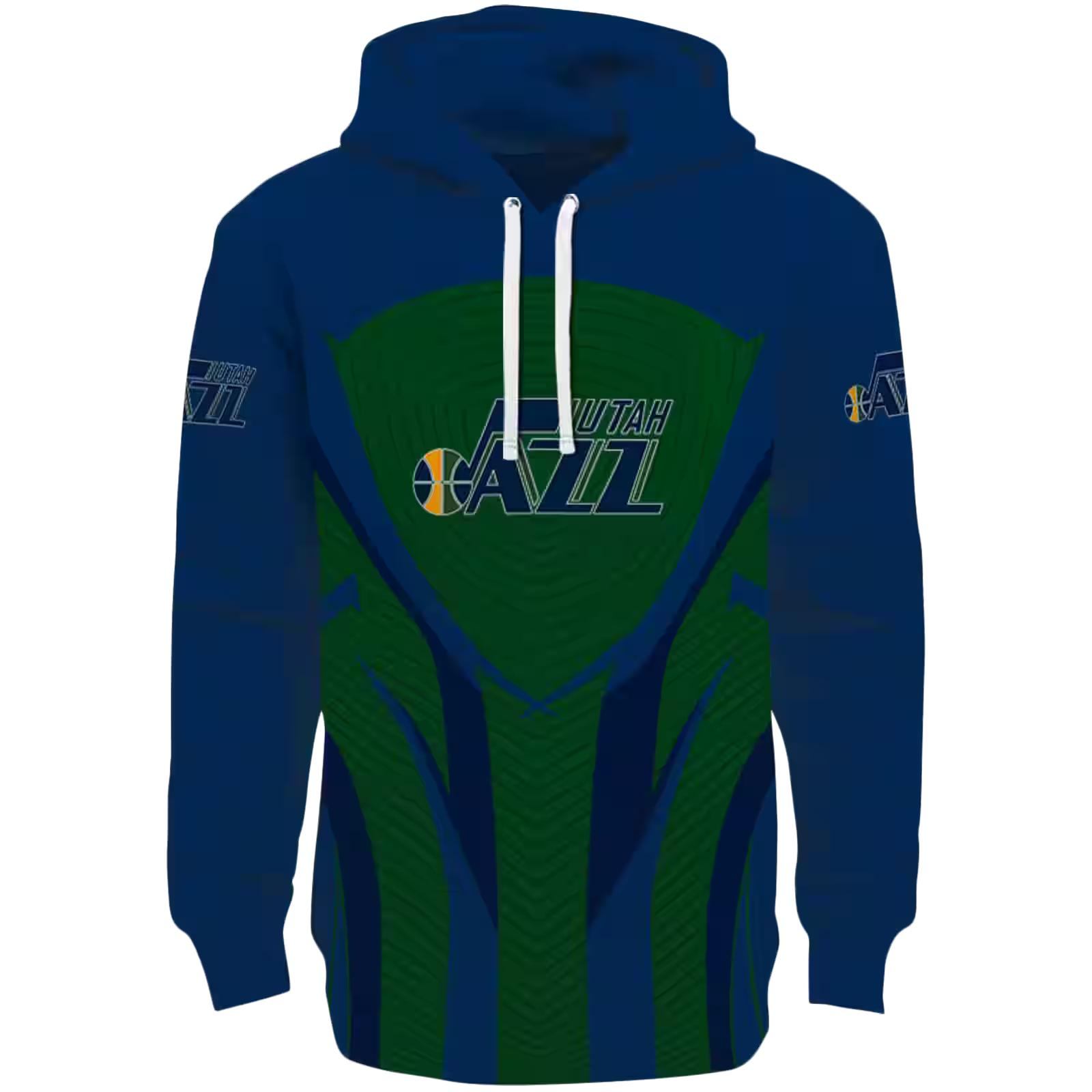 Utah Jazz Concentric Lines Navy Black Hoodie