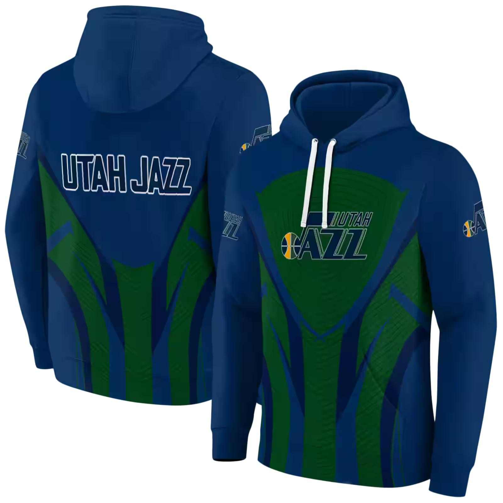 utah jazz concentric lines navy black hoodie fashion forward