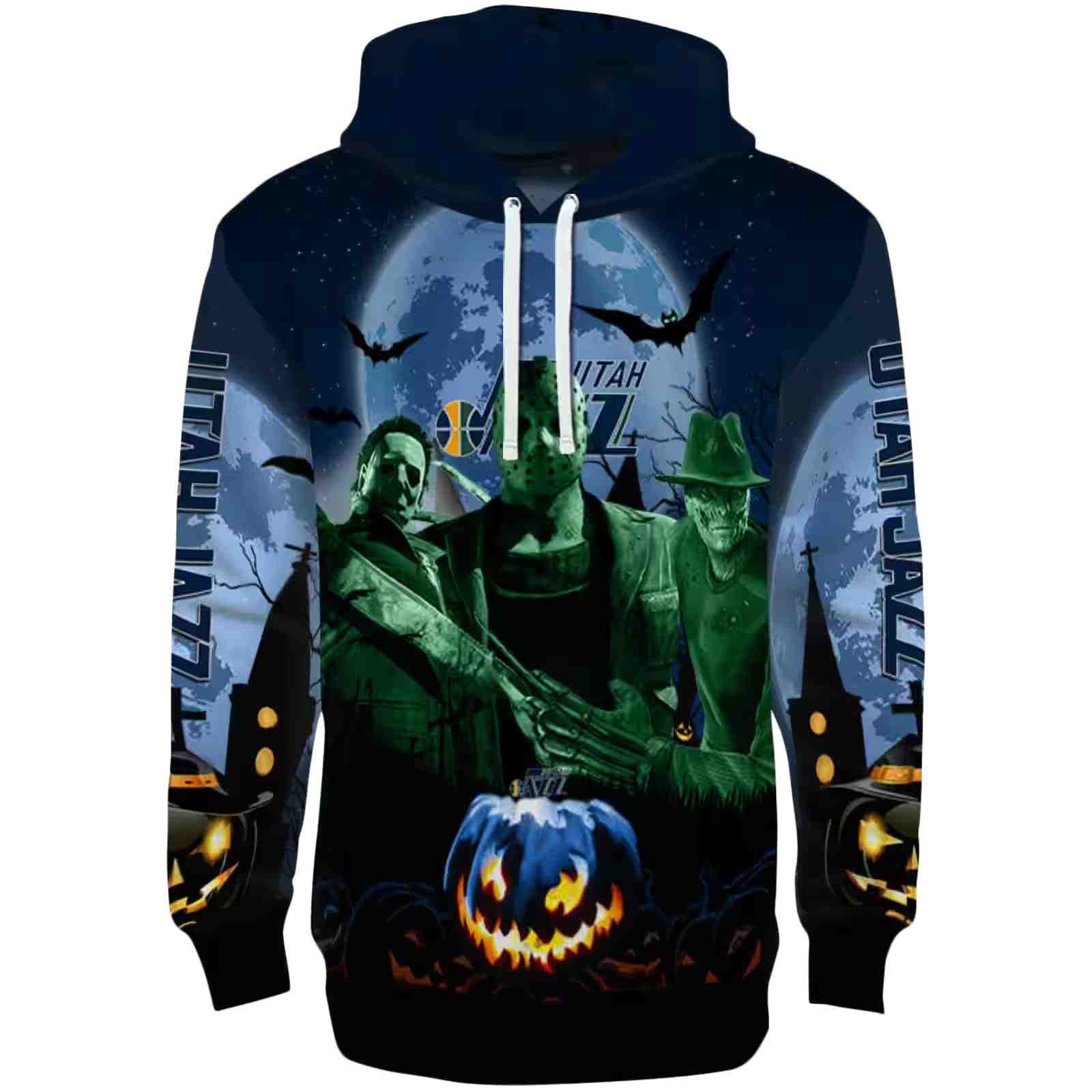 Utah Jazz Halloween Vibes Navy Black Hoodie