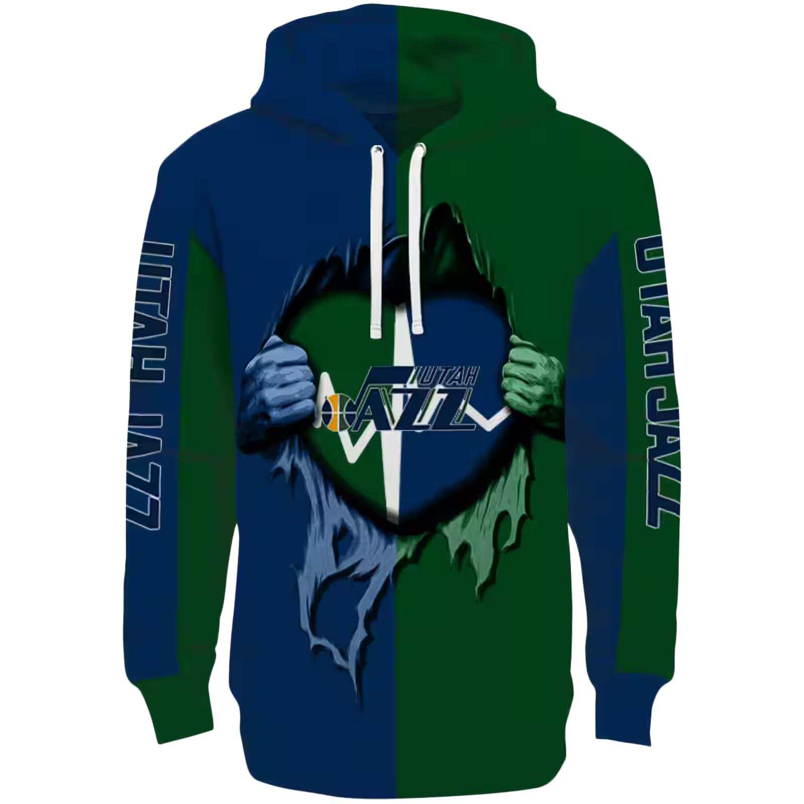 Utah Jazz Heartbeat Graphic Navy Hoodie