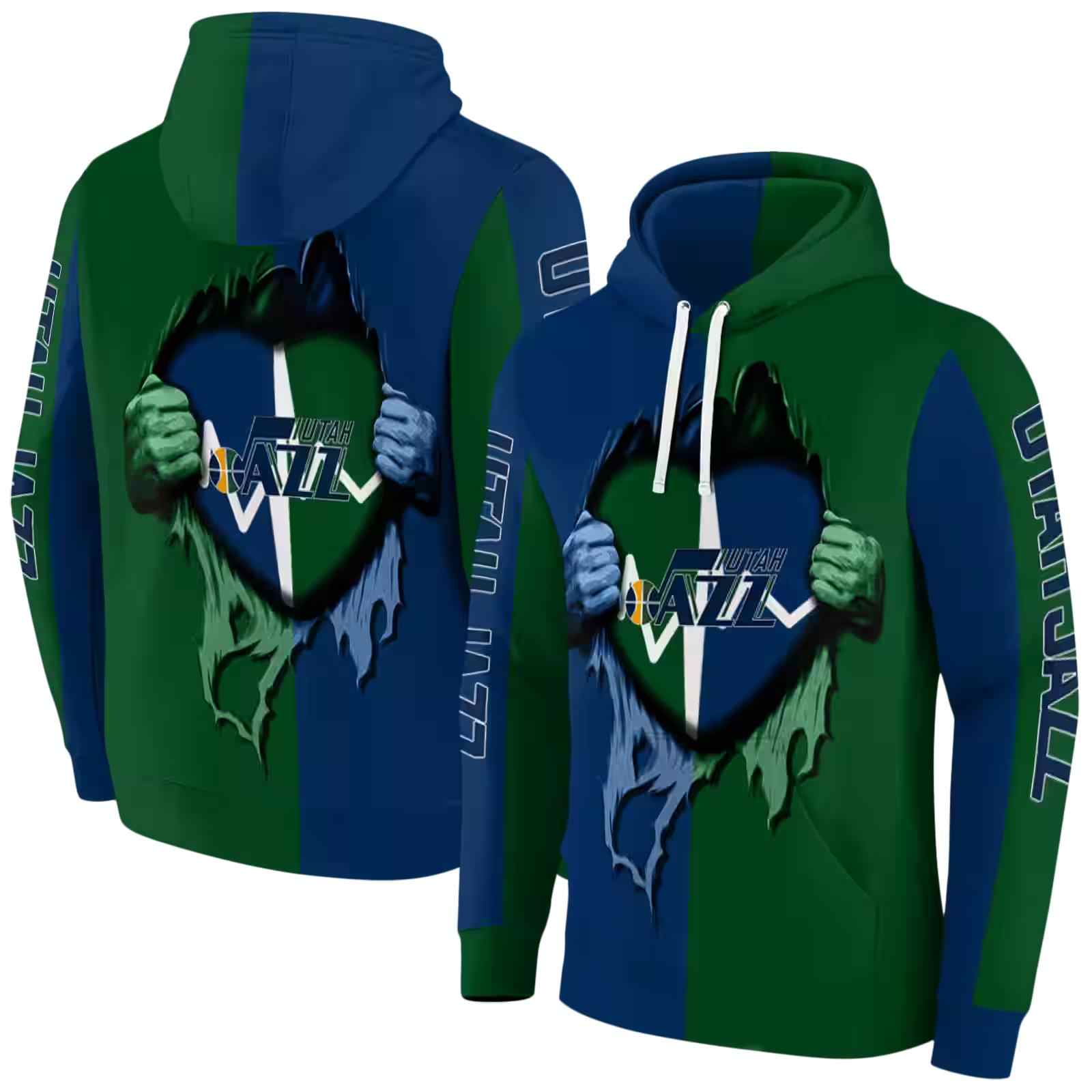 utah jazz heartbeat graphic navy hoodie fashion forward