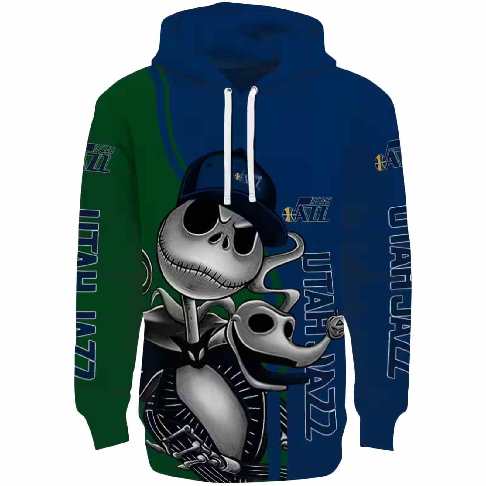 Utah Jazz Jack Skellington Navy Hoodie