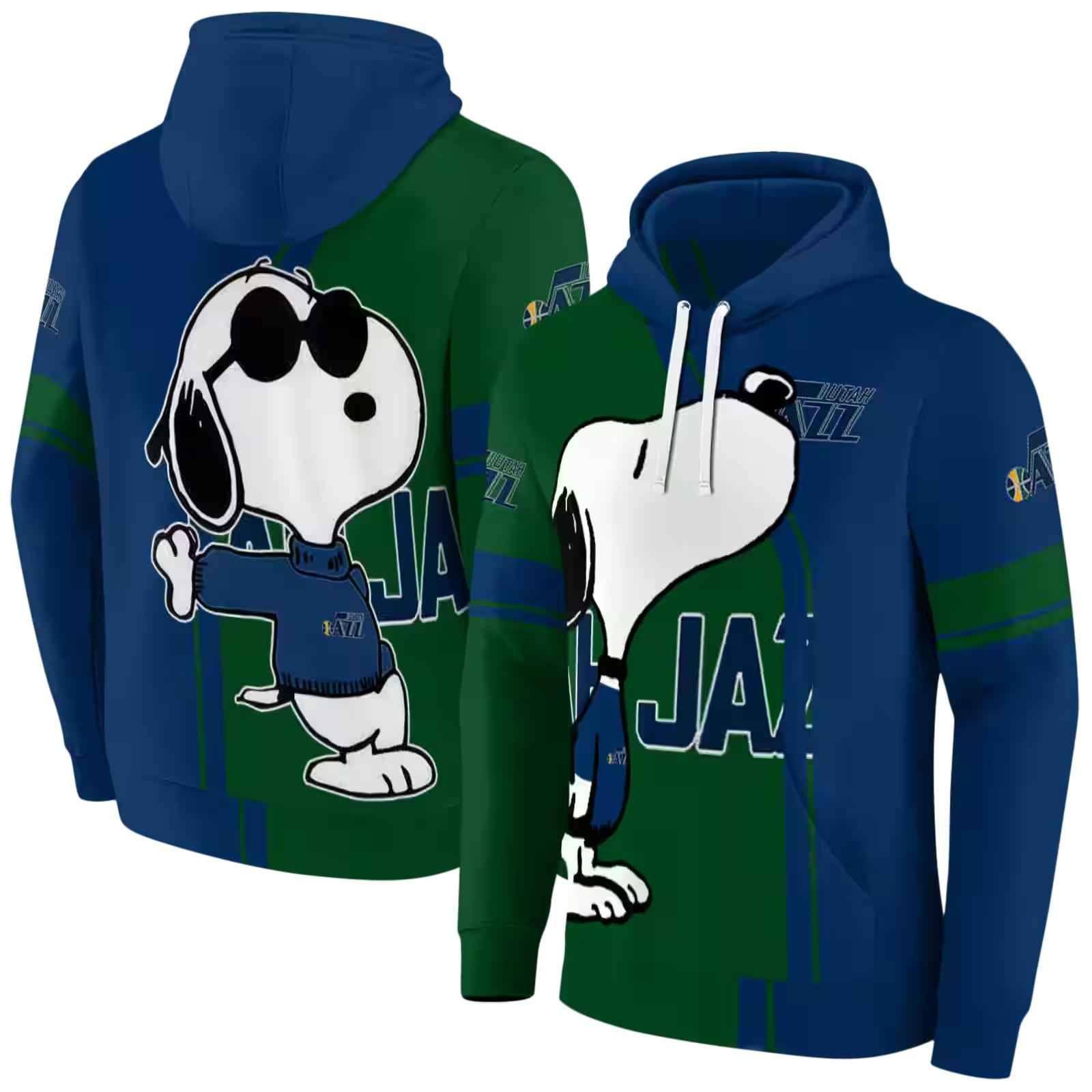 utah jazz playful snoopy navy hoodie fashion forward