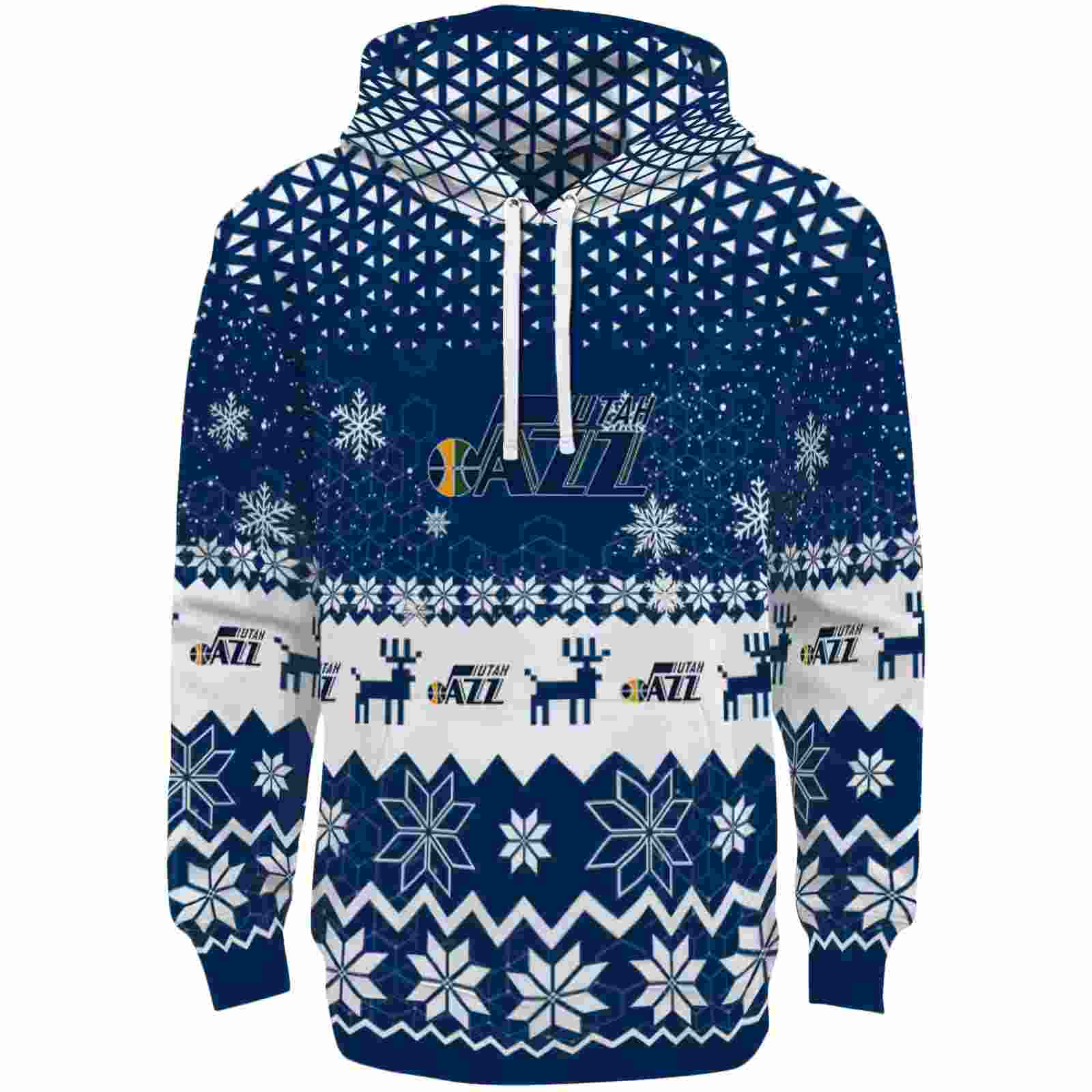 Utah Jazz Reindeer Motif Navy Hoodie