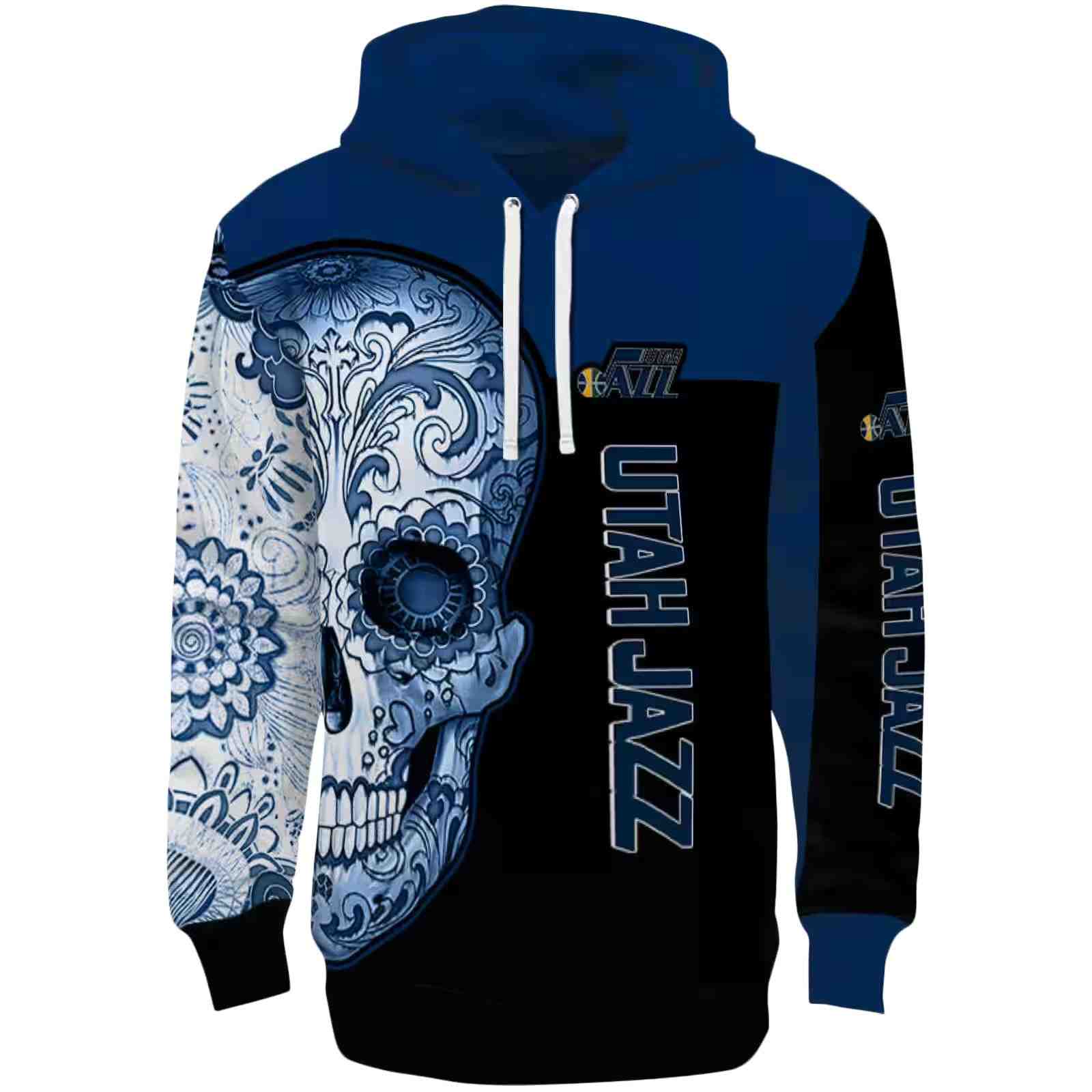 Utah Jazz Sugar Skull Navy Black Hoodie