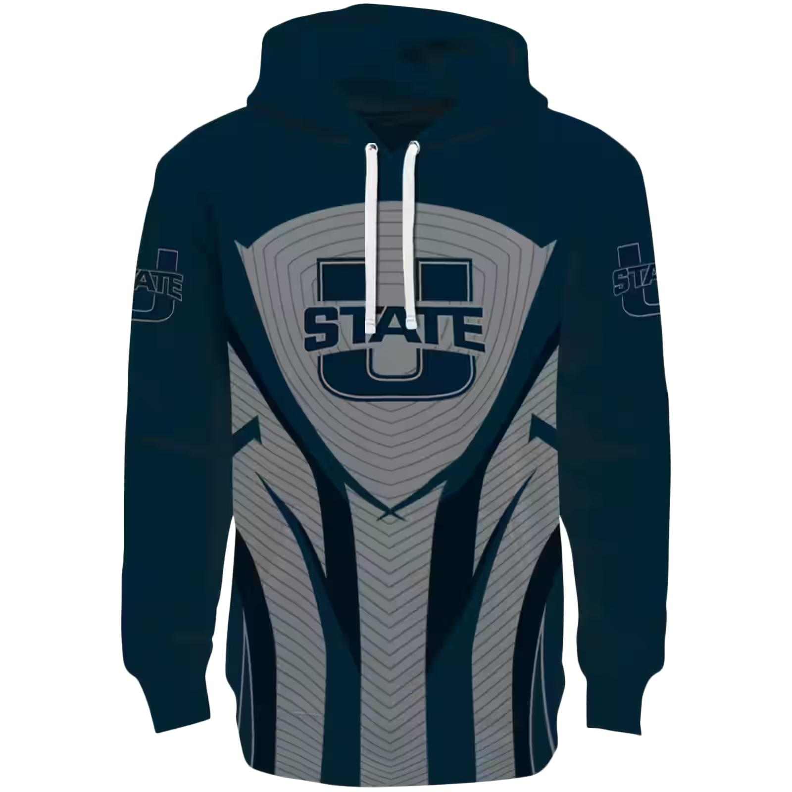 Utah State Aggies Concentric Lines Navy Black Hoodie