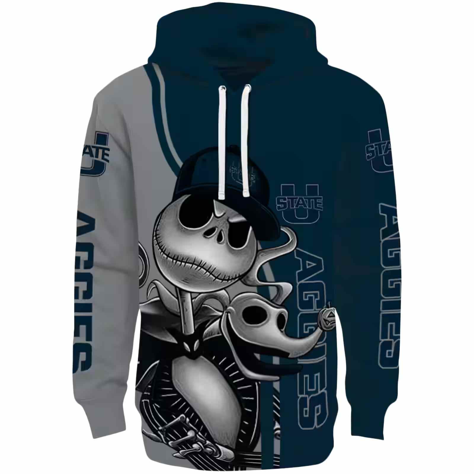 Utah State Aggies Jack Skellington Navy Hoodie