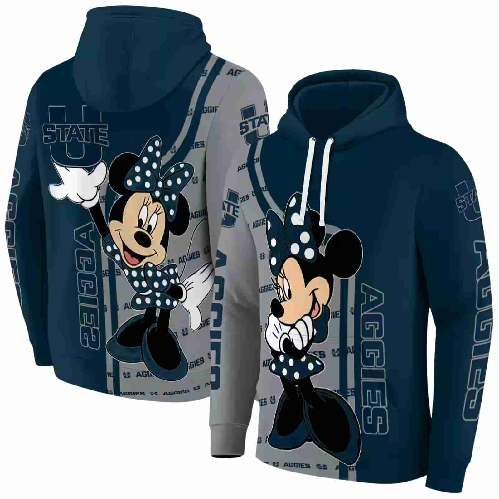 utah state aggies minnie mouse navy hoodie fashion forward