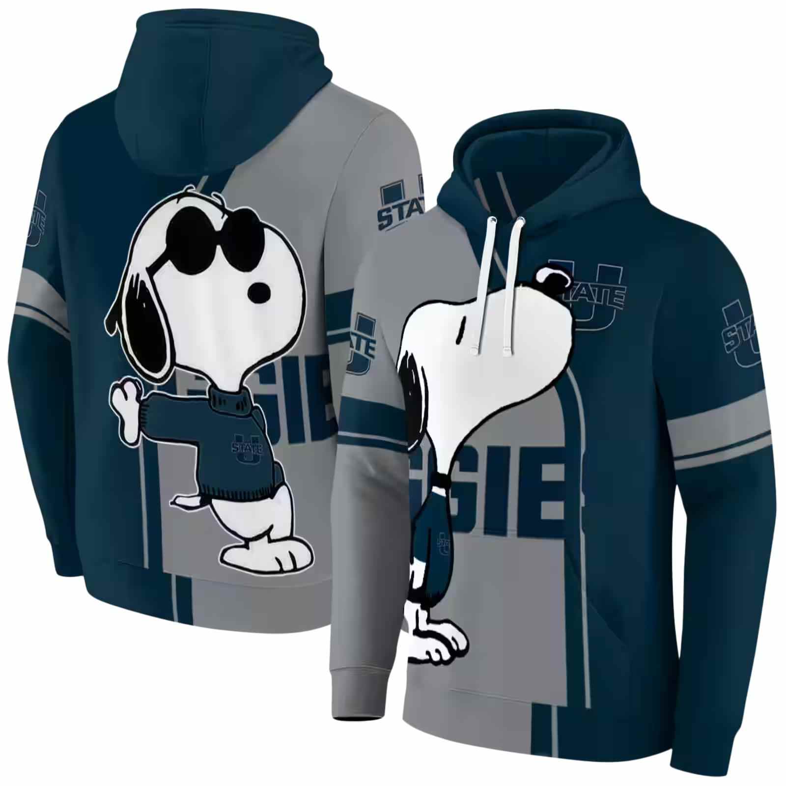 utah state aggies playful snoopy navy hoodie fashion forward