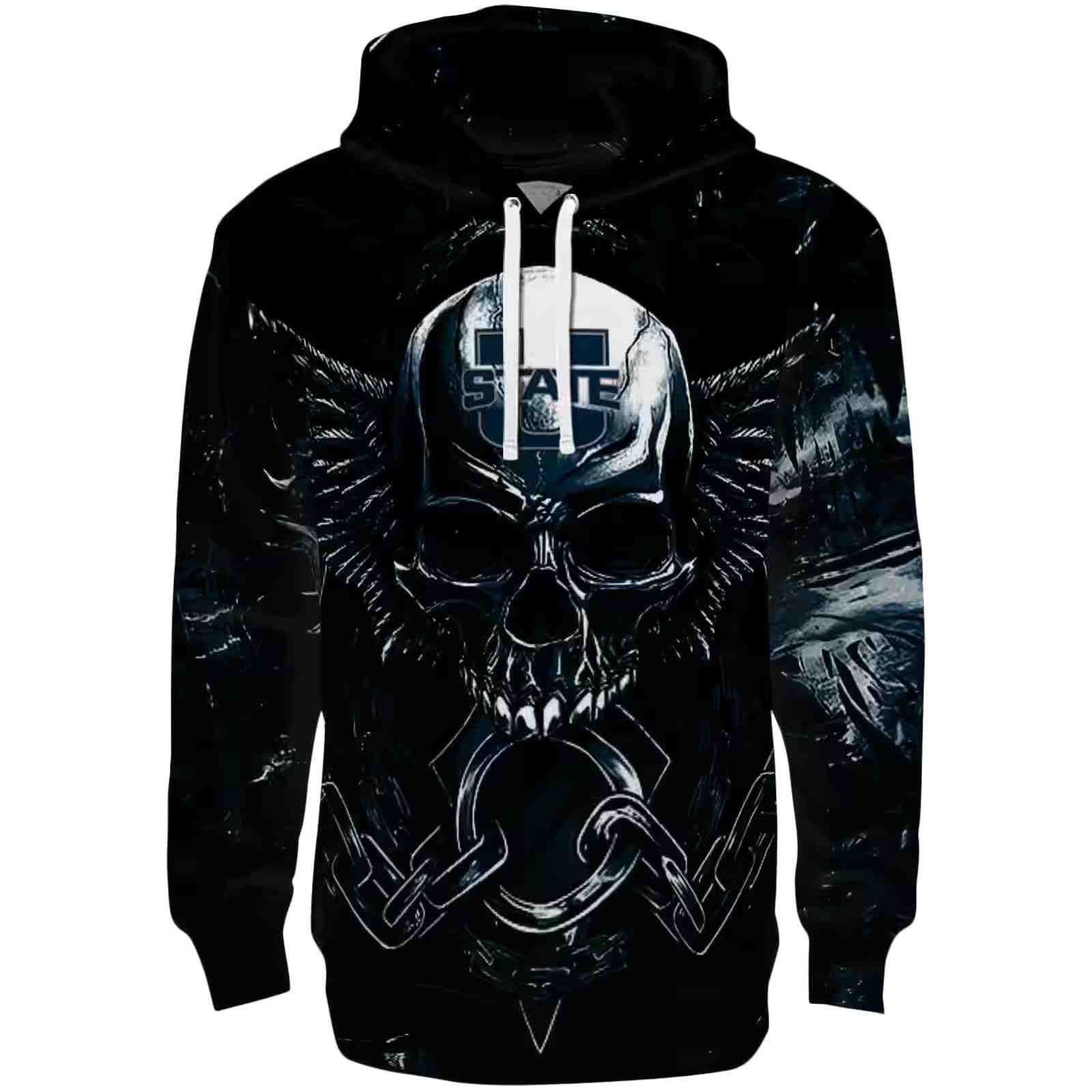 Utah State Aggies Skull Artwork Navy Black Hoodie