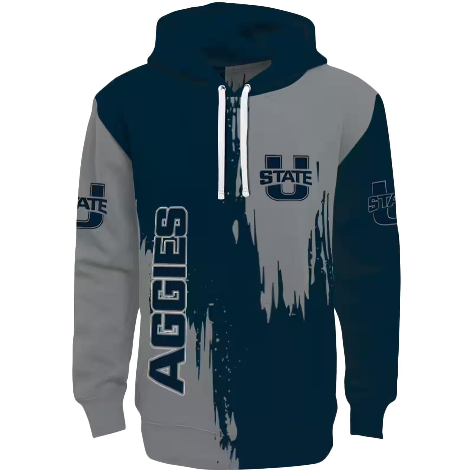 Utah State Aggies Splatter Effect Navy Hoodie