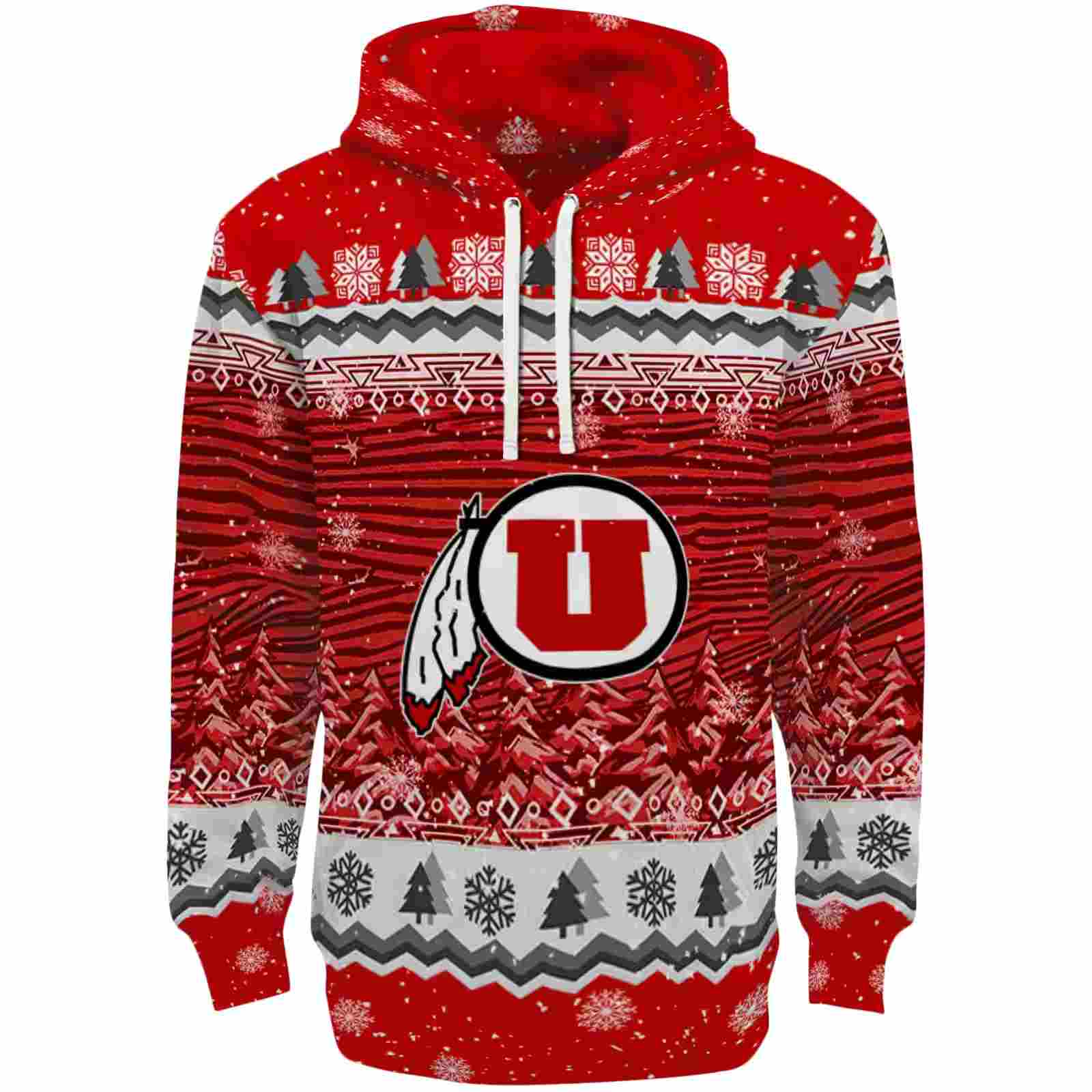 Utah Utes Christmas Trees Red Hoodie