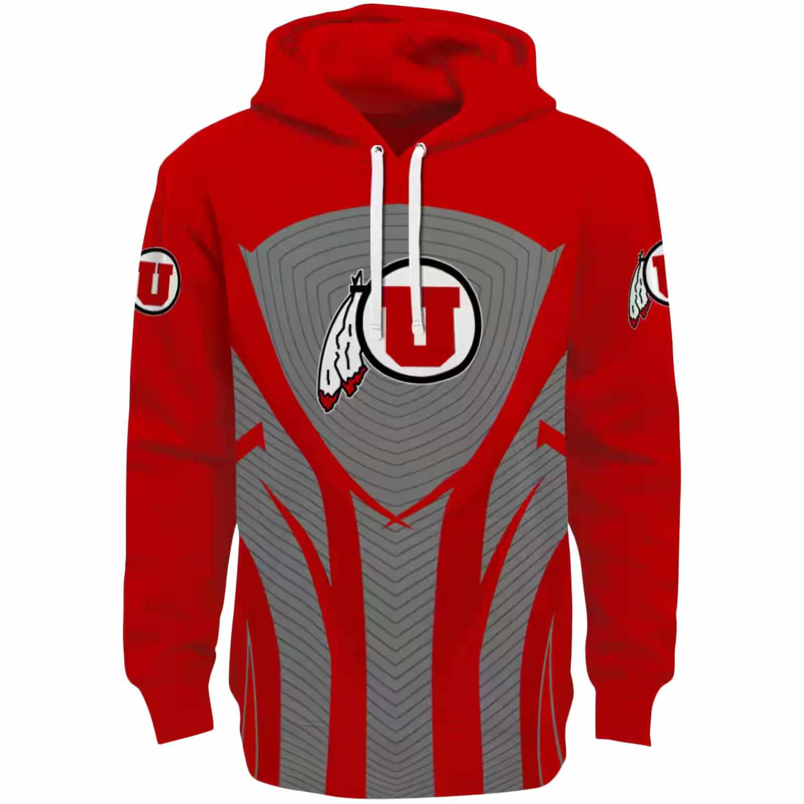 Utah Utes Concentric Lines Red Black Hoodie