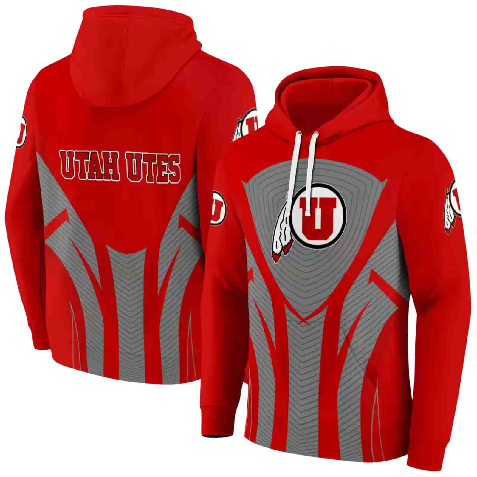 utah utes concentric lines red black hoodie fashion forward