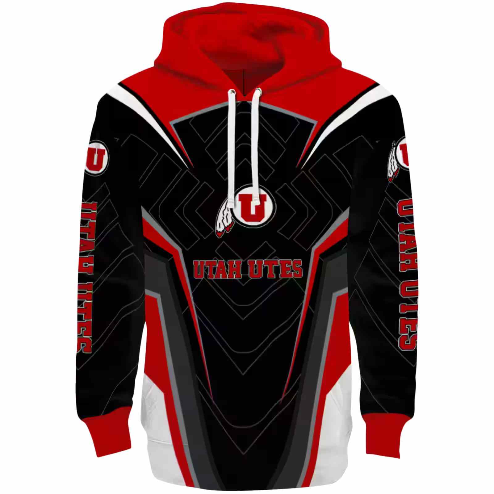 Utah Utes Futuristic Pattern Red Black Hoodie