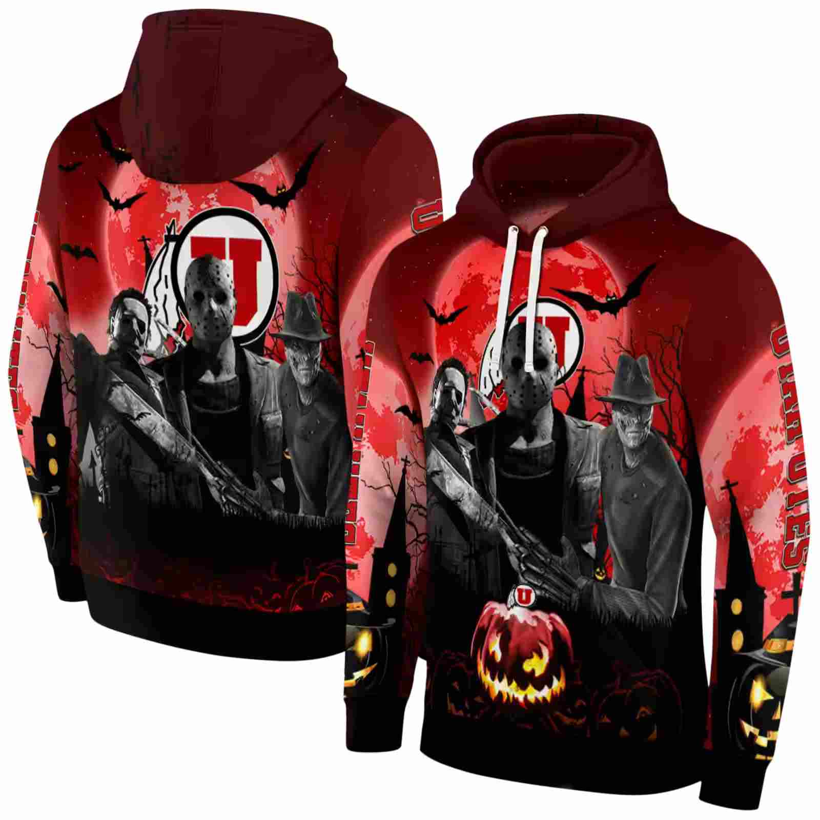 utah utes halloween vibes red black hoodie fashion forward