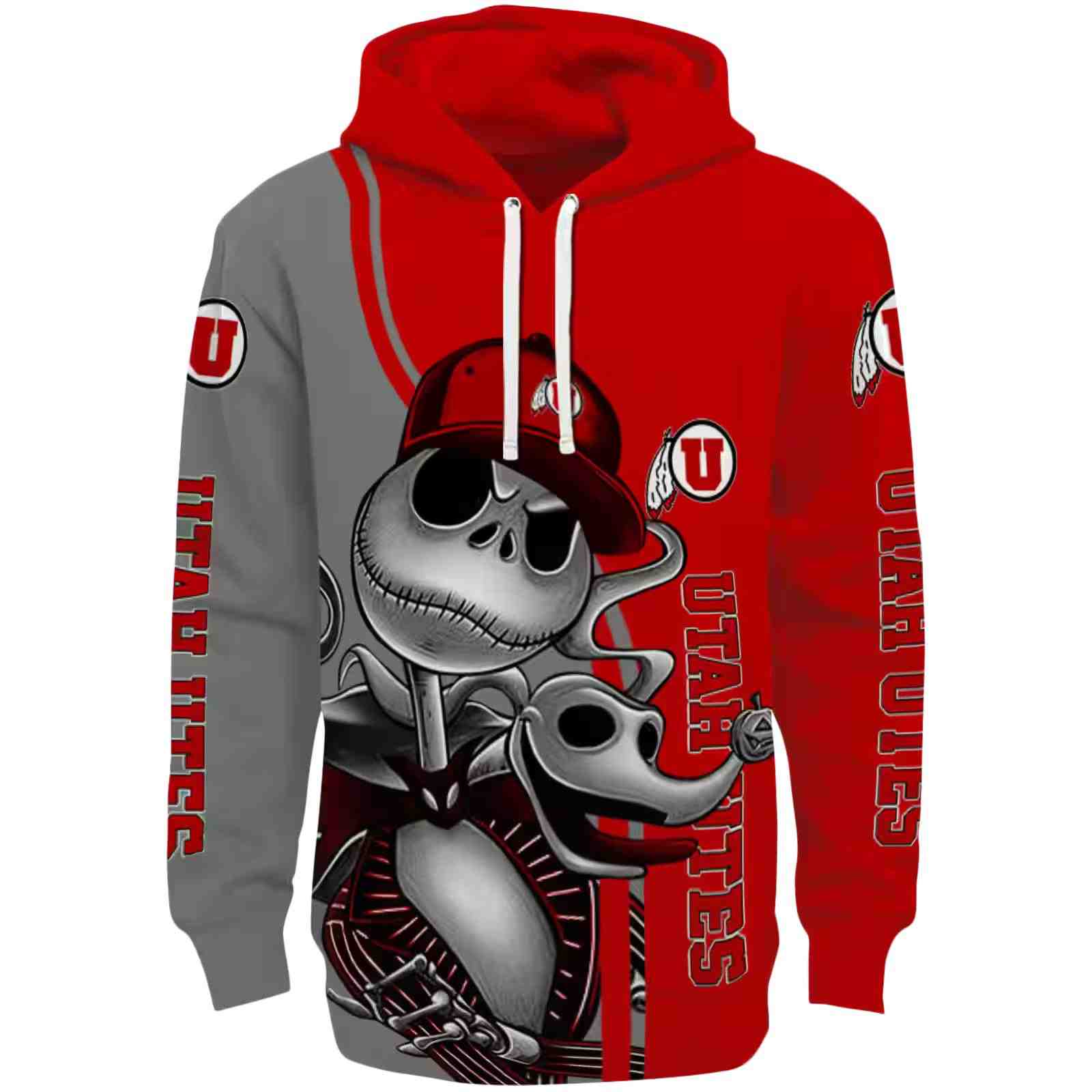 Utah Utes Jack Skellington Red Hoodie