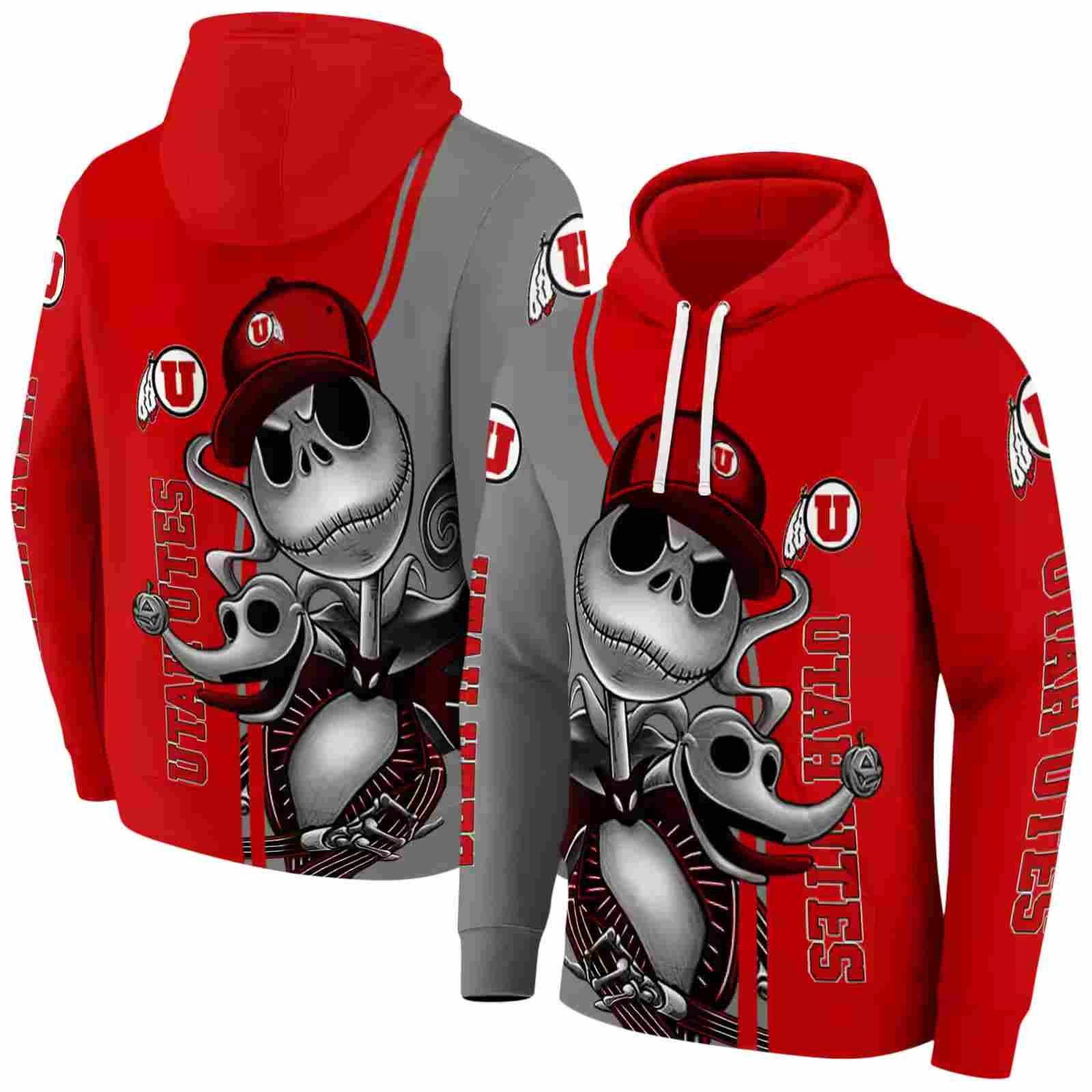 utah utes jack skellington red hoodie fashion forward