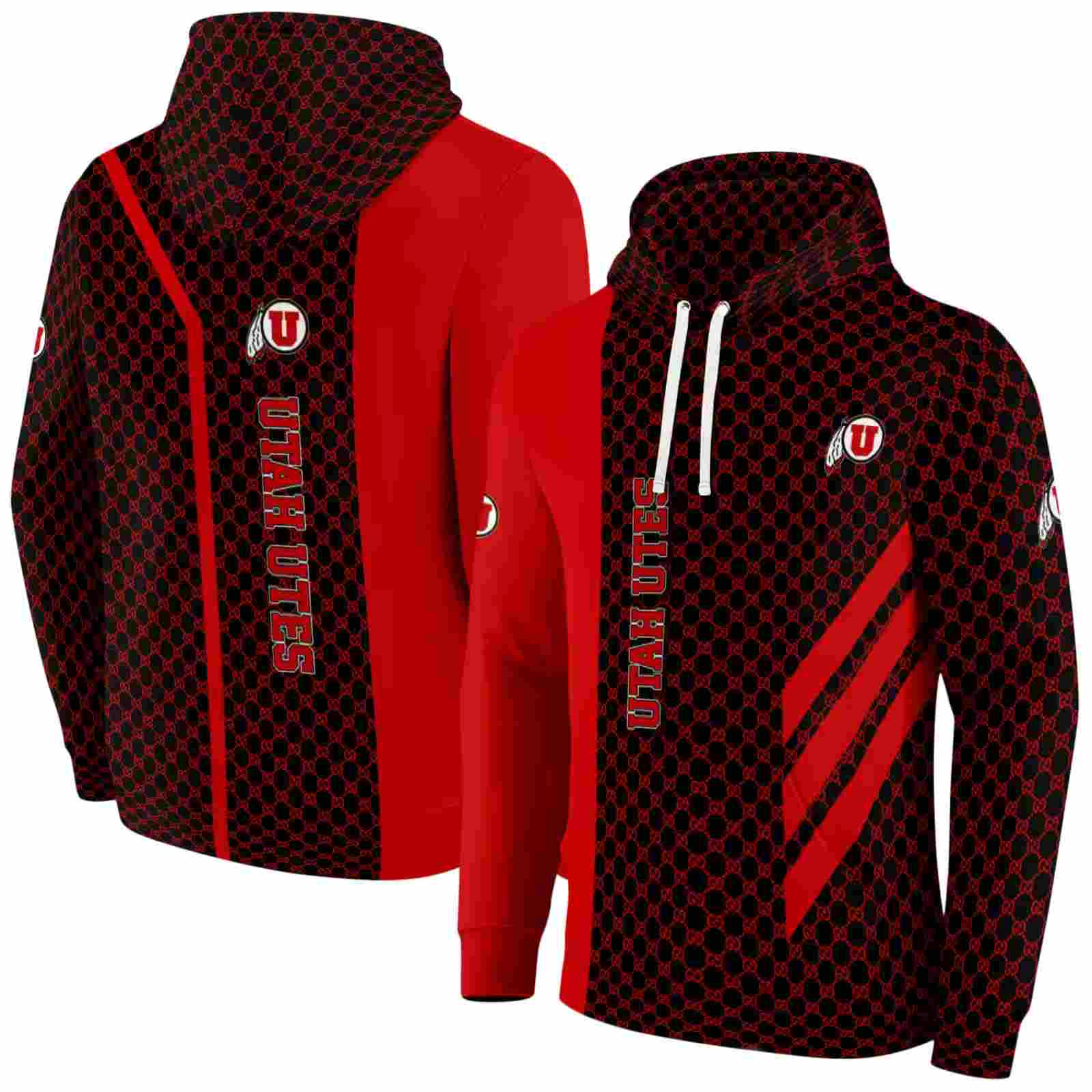 utah utes monogram pattern red hoodie fashion forward